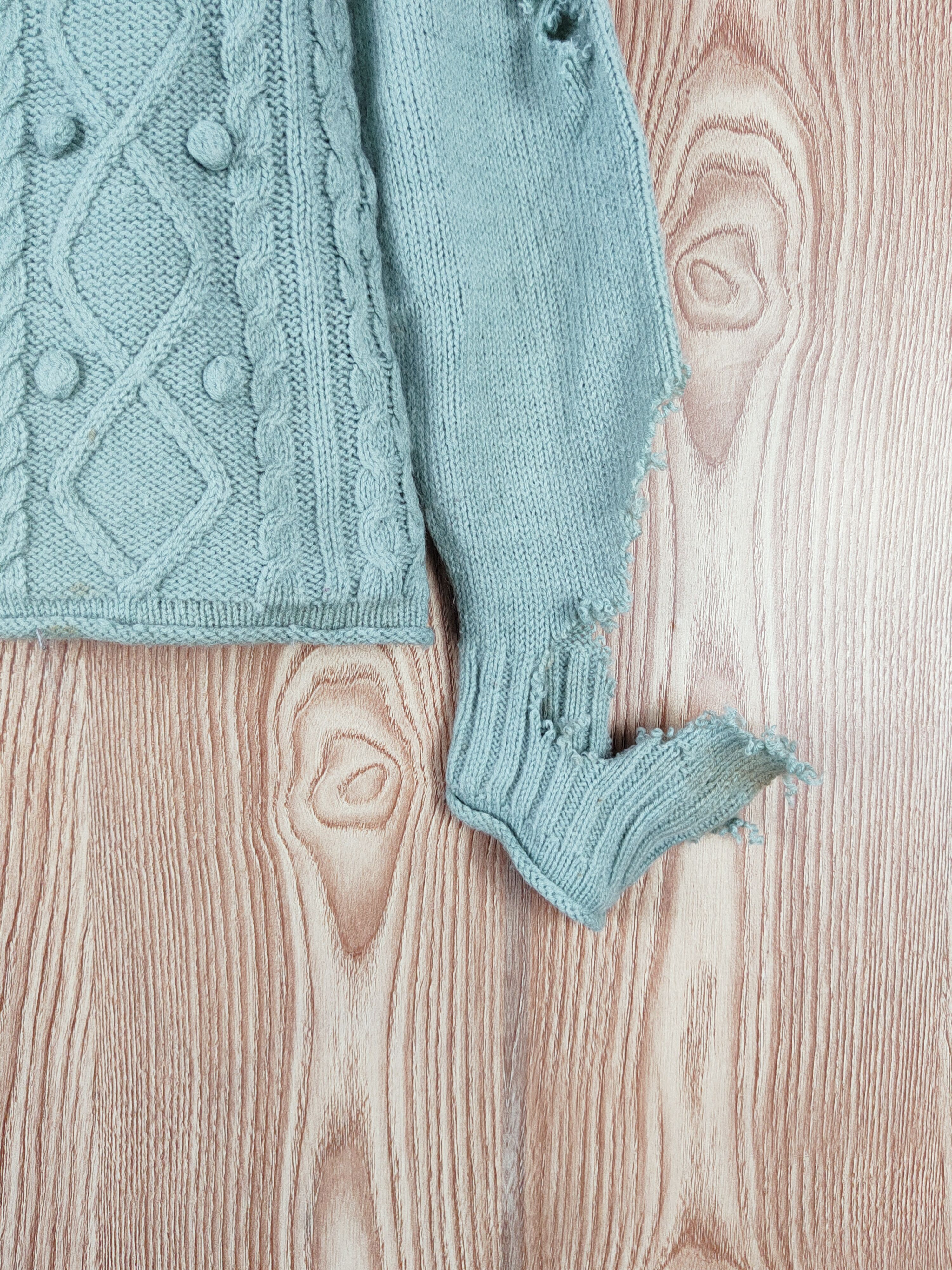 Japanese Brand × Vintage L& Beautiful Green Ripped Knitwear Cardigan #w875 Size M / US 6-8 / IT 42-44 - 9 Thumbnail