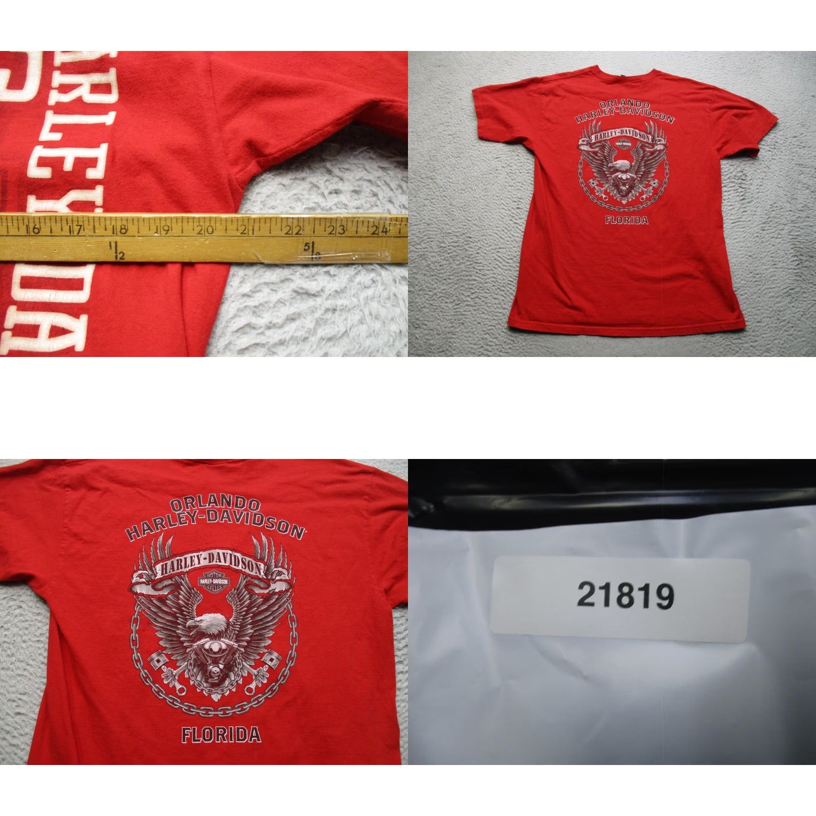 Harley Davidson Harley-Davidson Shirt Mens Large Red Orlando Eagle Motorcycle Graphic Tee Size US L / EU 52-54 / 3 - 8 Thumbnail