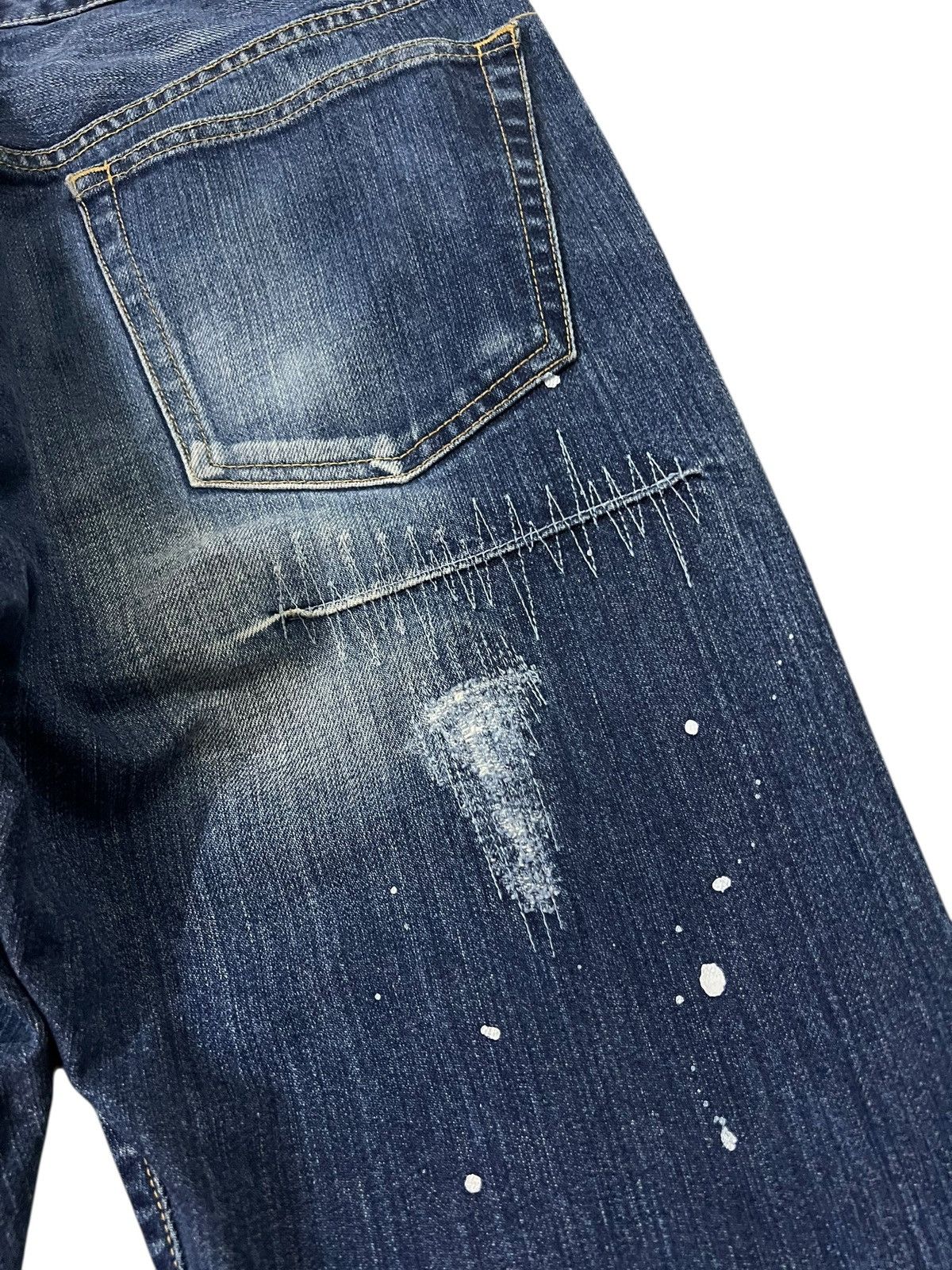 Japanese Brand Takeo Kikuchi Painted Pactwork Jean Japan Size US 33 - 20 Thumbnail