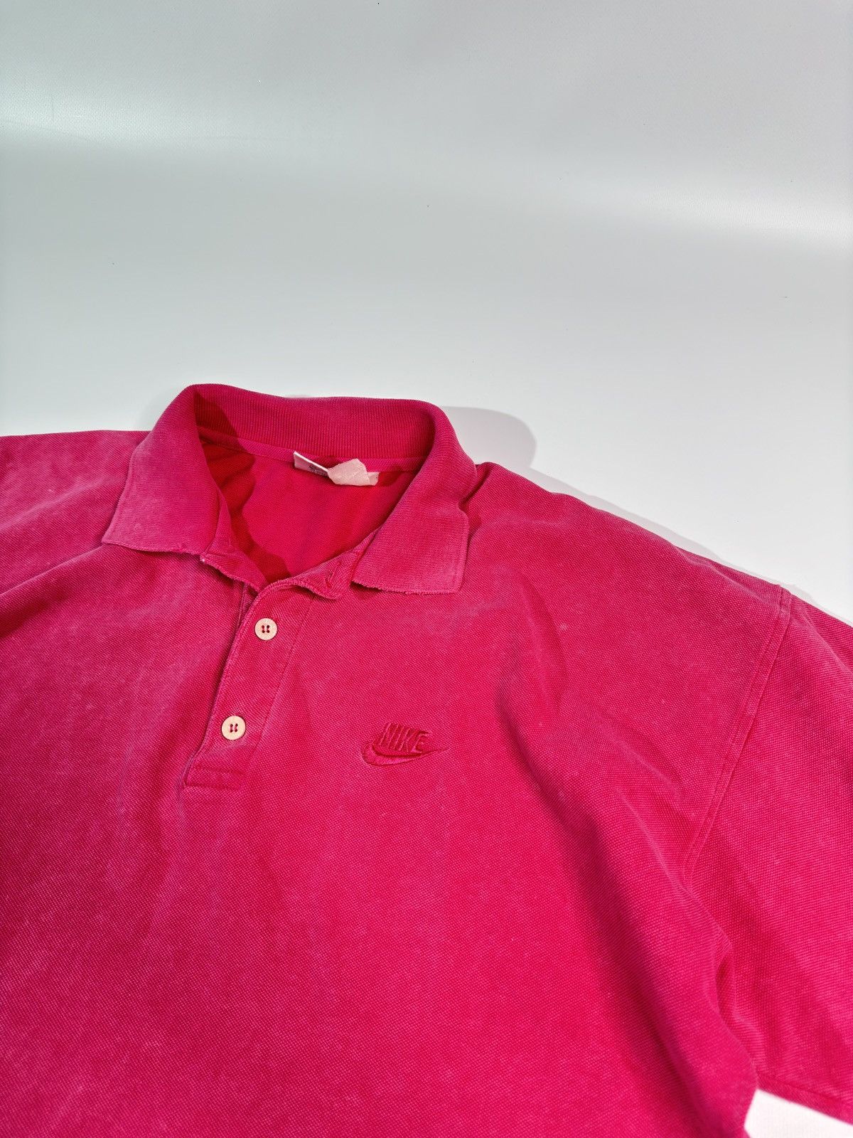 Nike × Vintage Vintage crazy pink Nike 90s distressed polo shirt washed Size US L / EU 52-54 / 3 - 2 Thumbnail