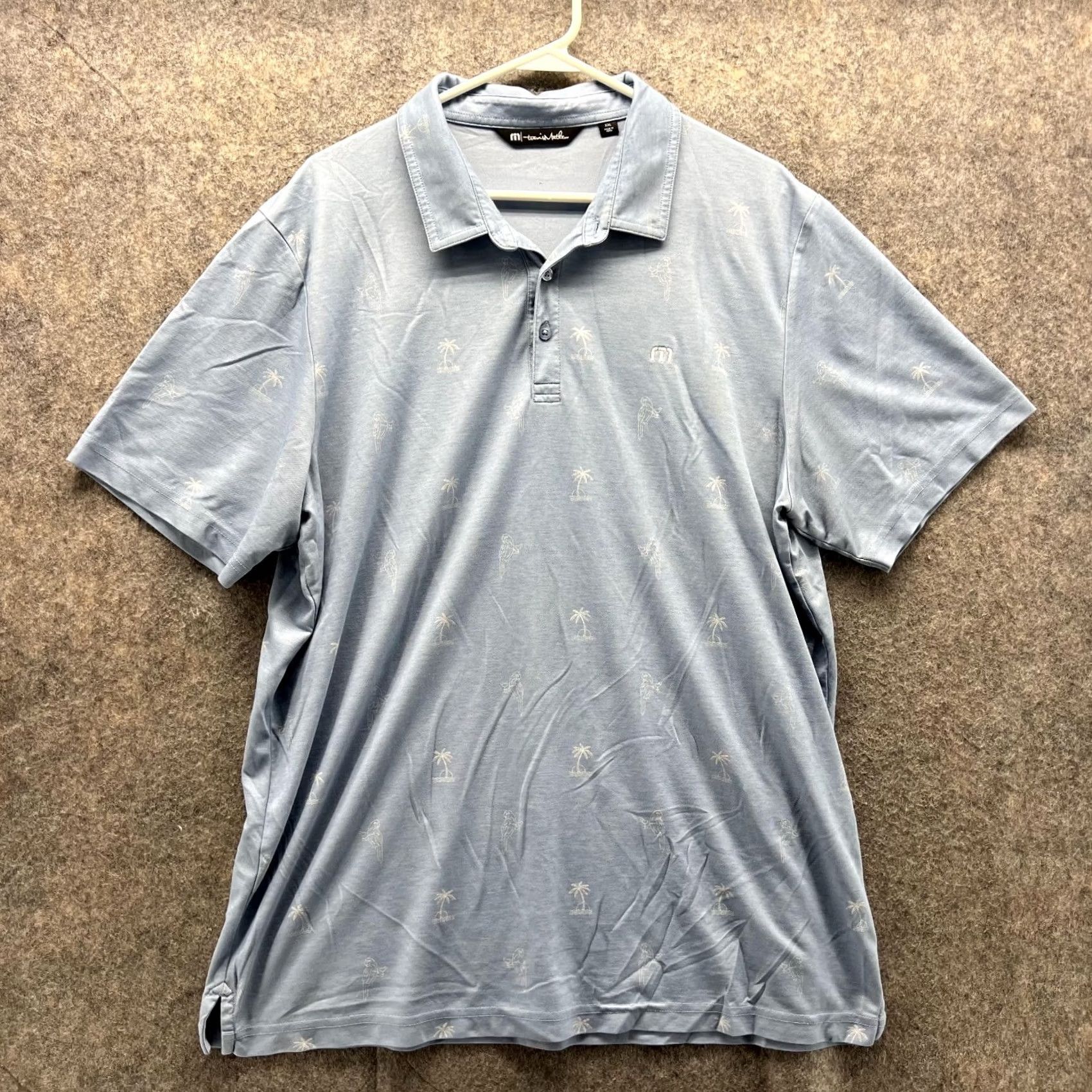 TravisMathew Travis Mathew Polo Shirt Men 2XL Blue Pima Cotton Palms Parrot Golf Preppy Shirt Short Sleeve Button Collar Casual/Activewear Mens 2XL Size US XXL / EU 58 / 5 - 2 Thumbnail