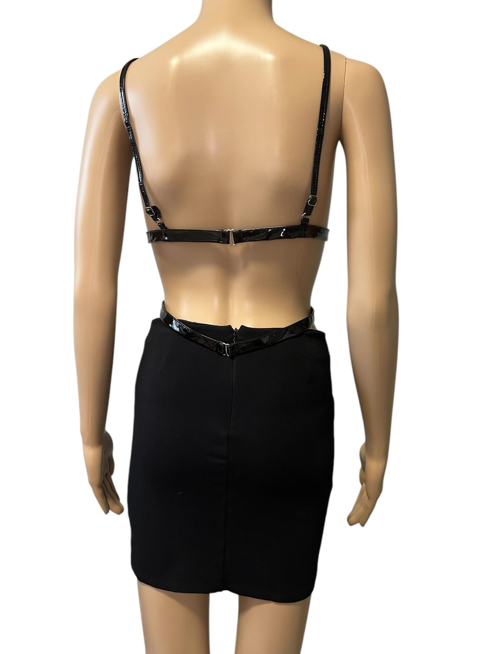 Designer Chic Black PVC Two-Piece Set with Lacing Details Size S / US 4 / IT 40 - 5 Thumbnail