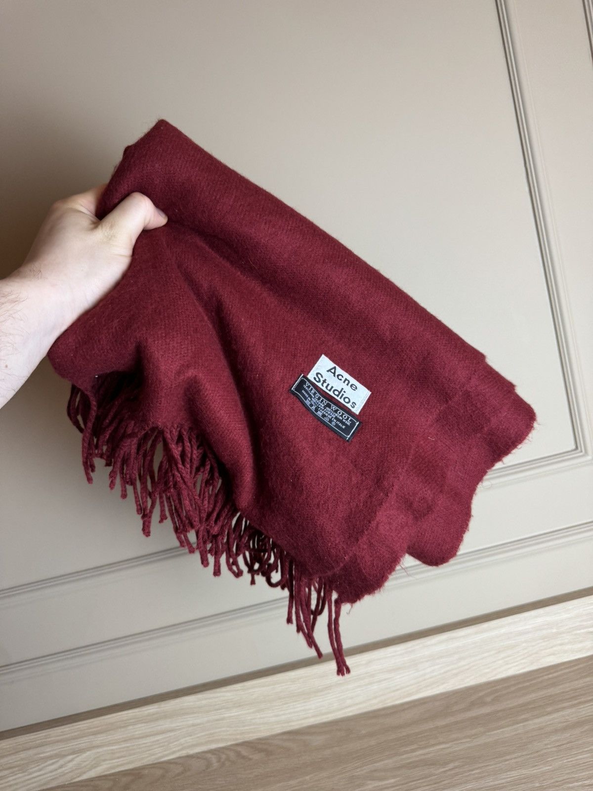 Acne Studios ACNE STUDIOS Burgundy Virgin Wool Knit Wrap Tippet Scarf Size ONE SIZE - 3 Thumbnail