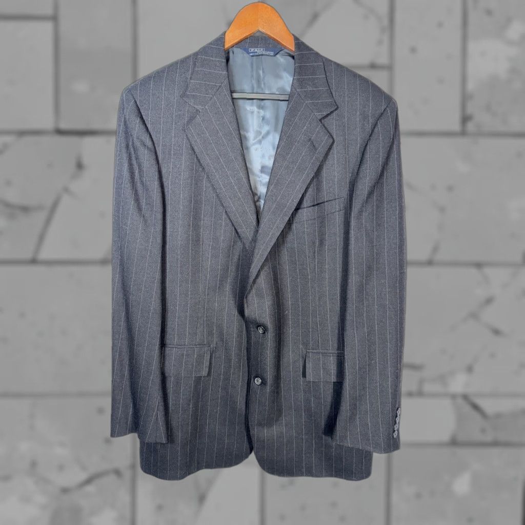 Polo Ralph Lauren VINTAGE Polo Ralph Lauren Sport Coat Wool Dark Gray 42 L USA Mens Wool Sport Coat 42 Long Striped Mantel Size US XL / EU 56 / 4 - 1 Thumbnail
