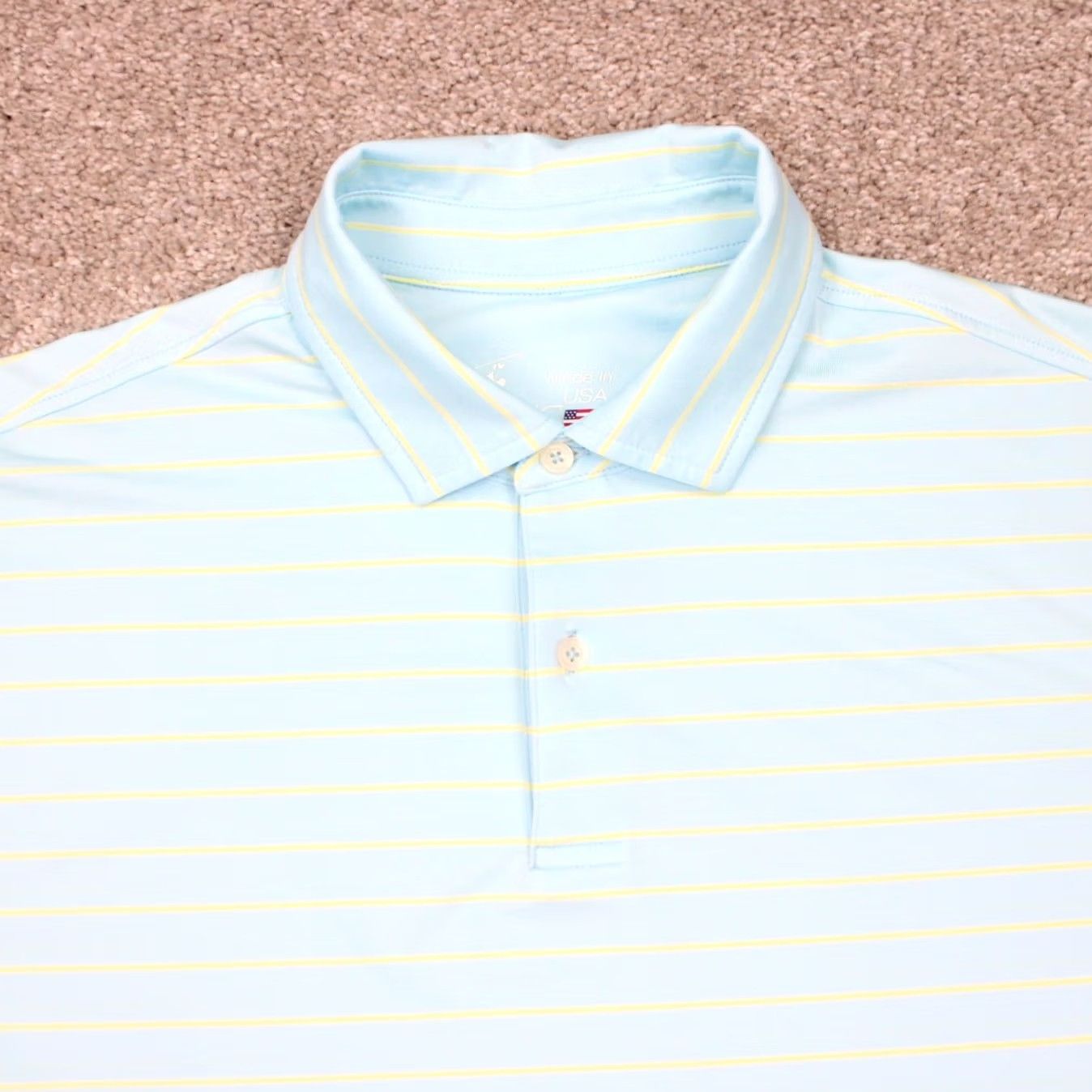 Vintage FG Tech Polo Shirt Men L Blue/Yellow Polyester Stretch Short Sleeve Pullover Size US L / EU 52-54 / 3 - 5 Thumbnail