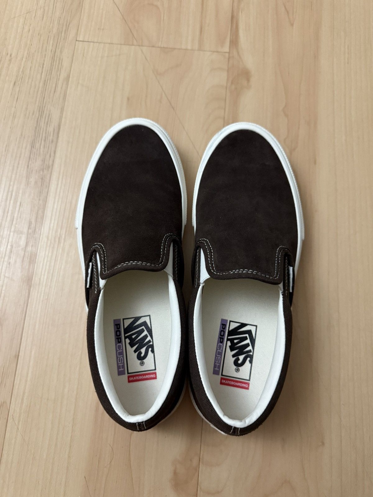 Vans Skate Slip On Brown Pop Cush Skate Shoes Suede Mens 8.5 Size US 8.5 / EU 41-42 - 2 Thumbnail