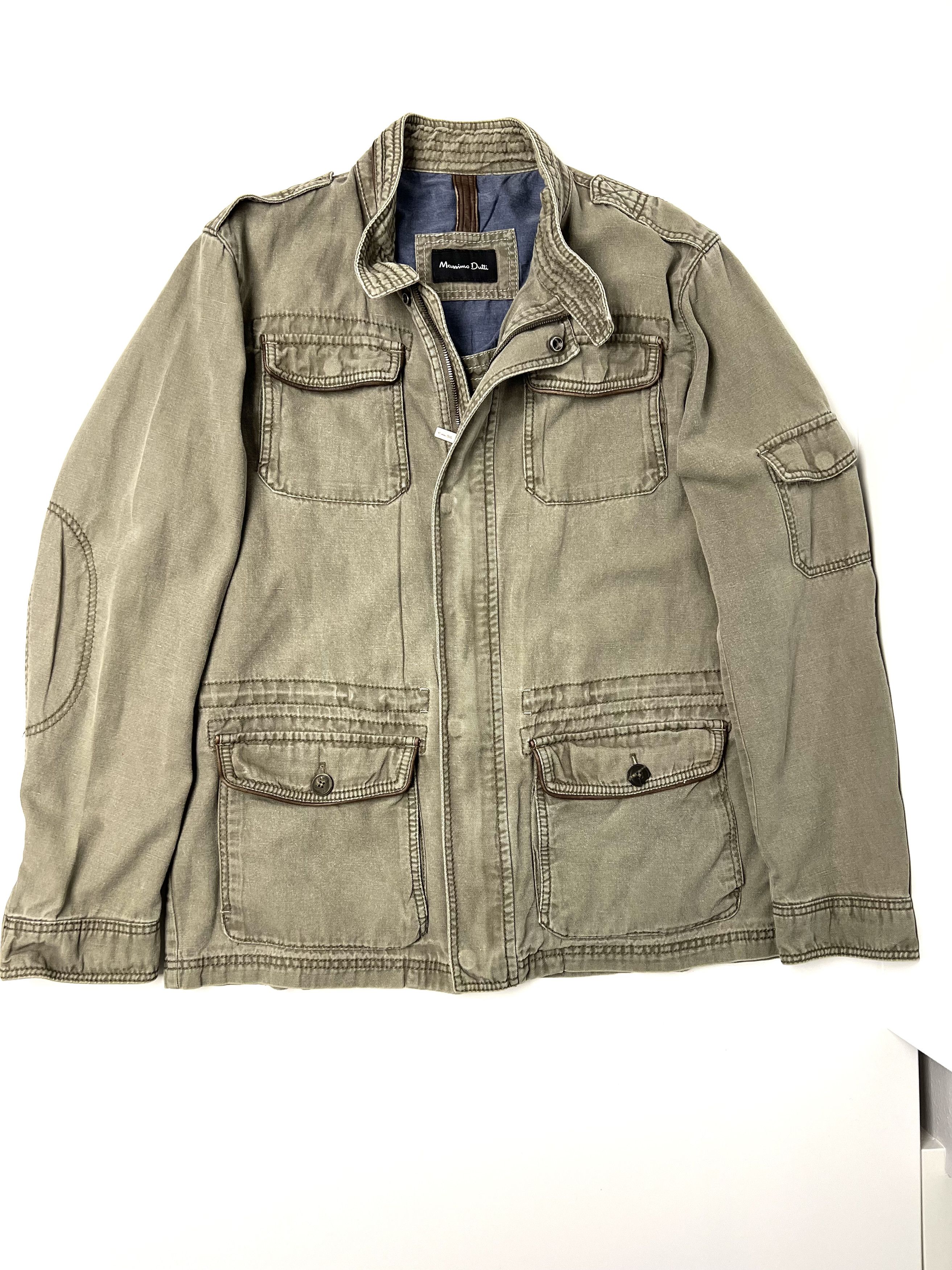 MASSIMO DUTTI, MENS ARMY GREEN DENIM JACKET