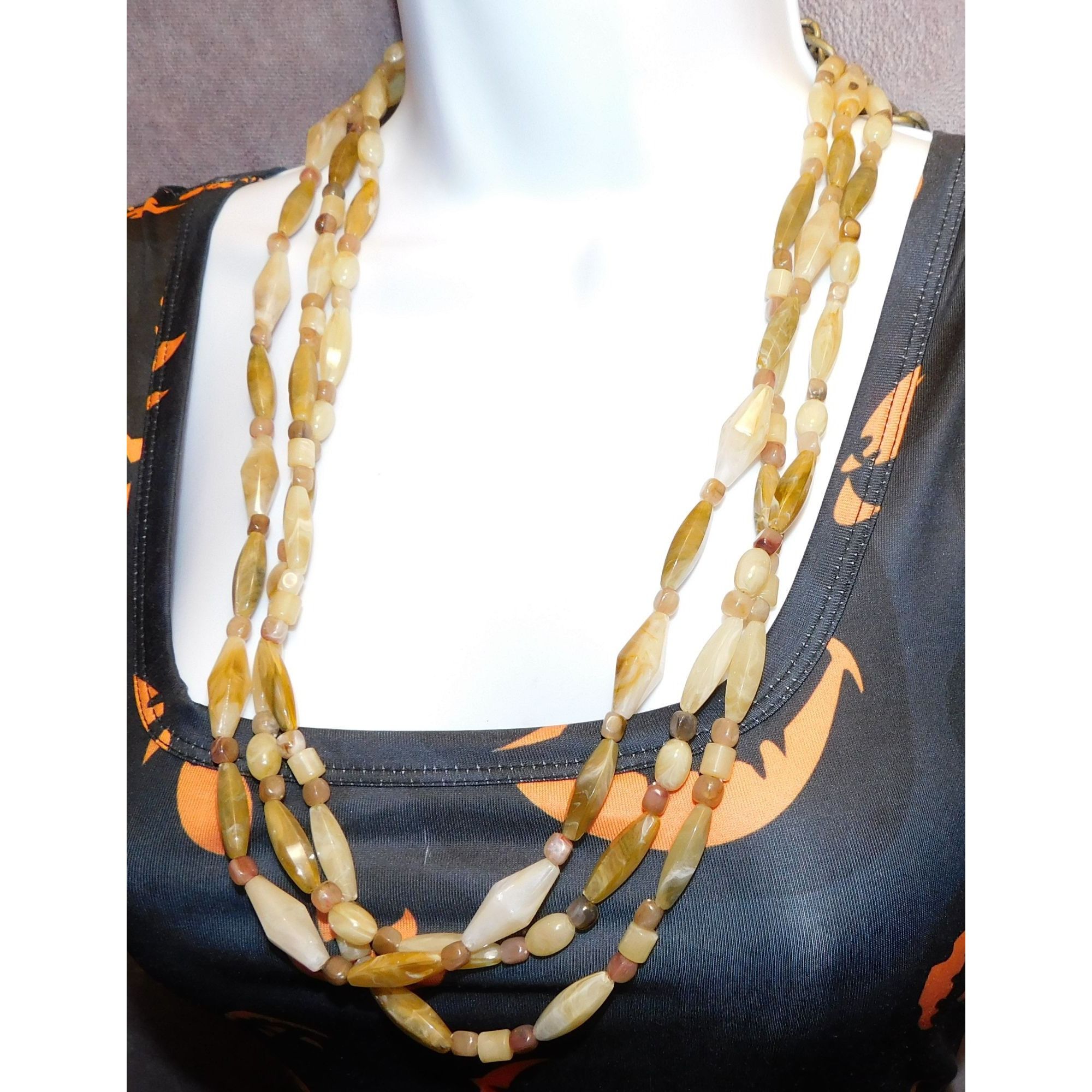 Other Retro Bohemian Faux Agate Beaded Layered Necklace Size ONE SIZE - 6 Thumbnail