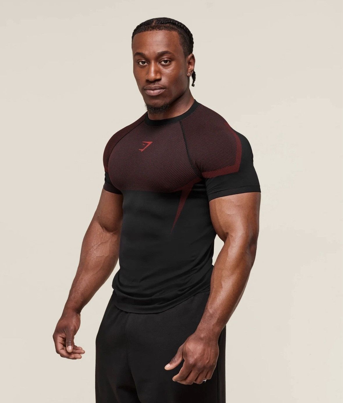 Gymshark Onyx V5 Seamless T-Shirt Black / Carmine Red XS