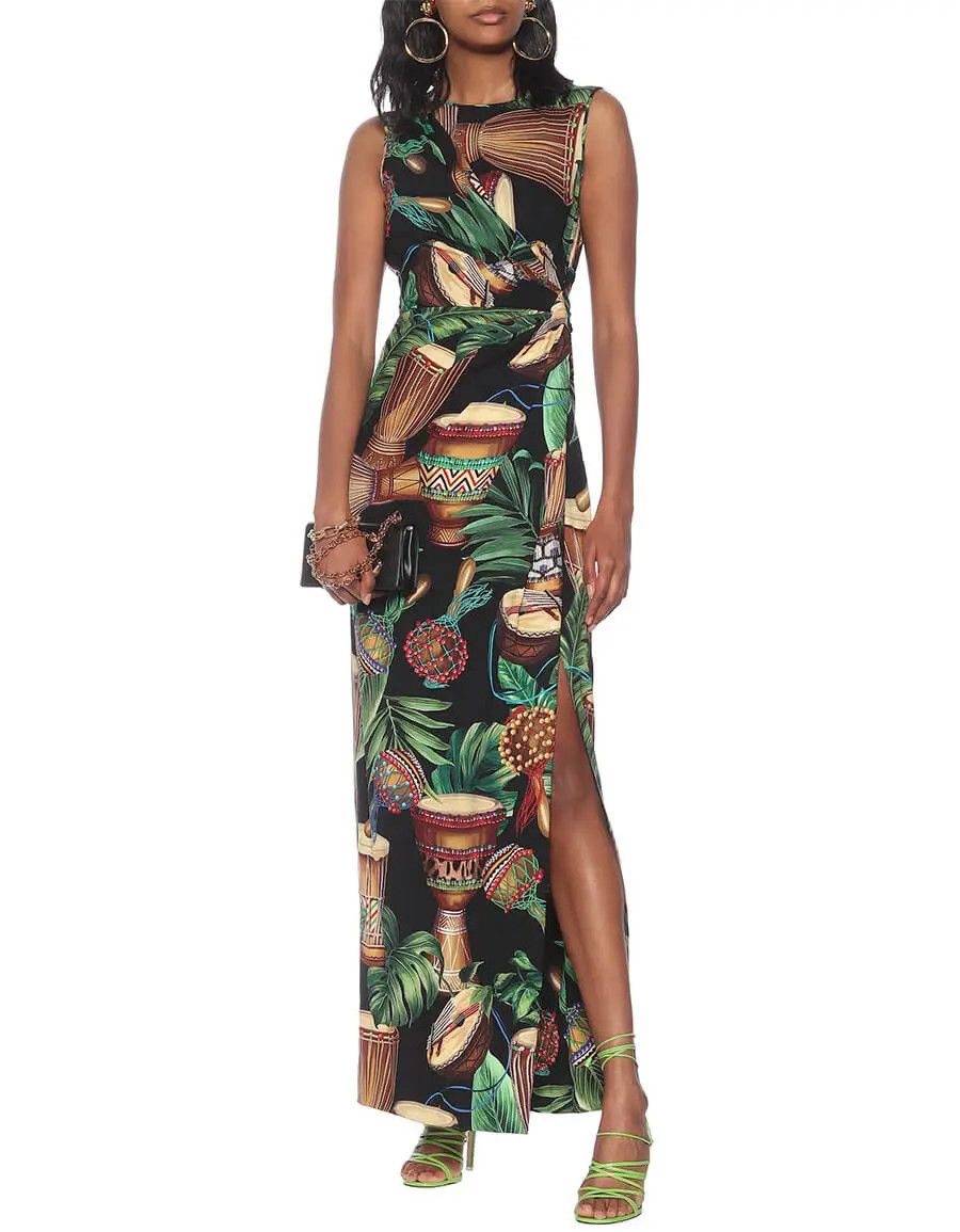Dolce & Gabbana o1y0825 Sleeveless Maxi Dress in Multicolor Size XS / US 0-2 / IT 36-38 - 2 Thumbnail