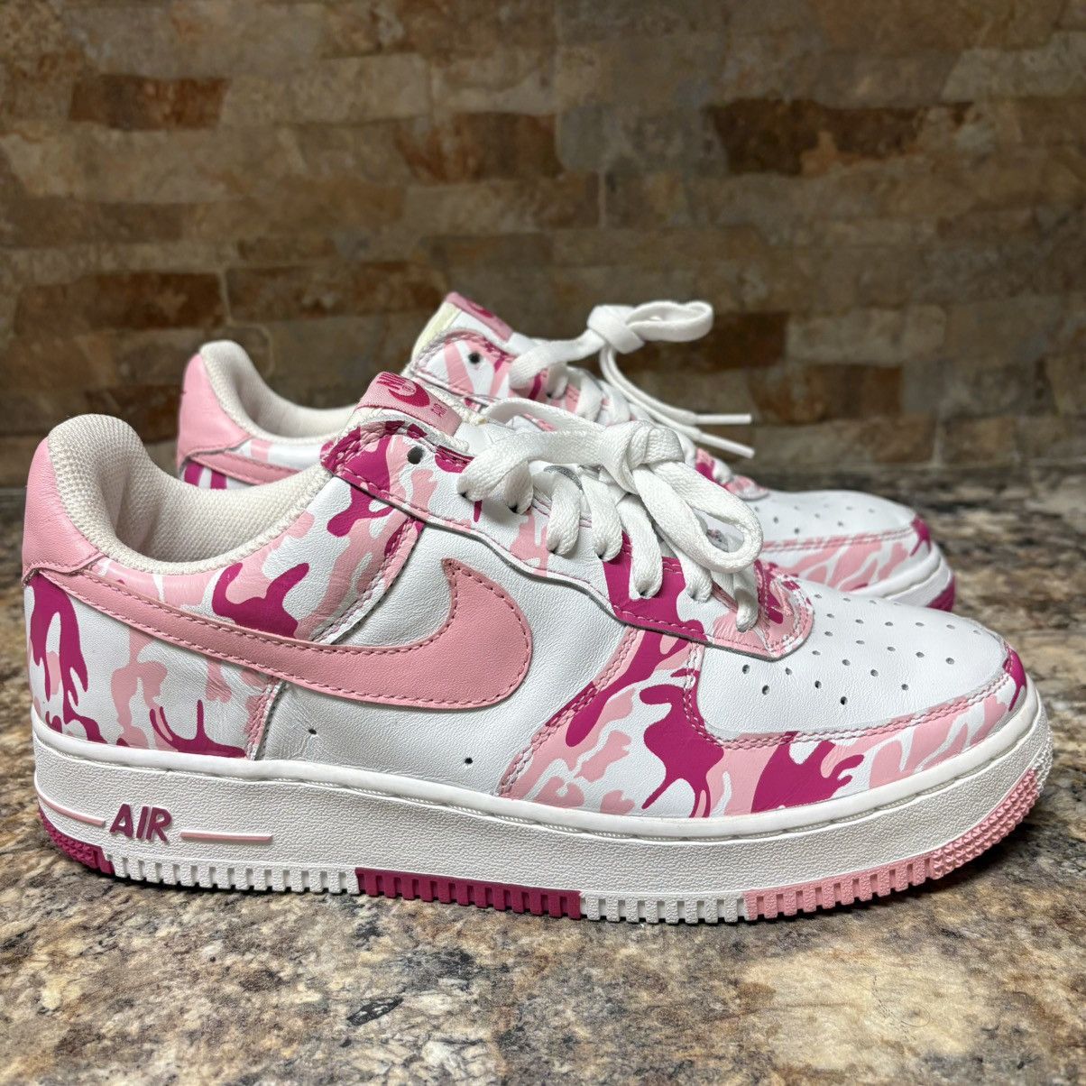 Nike Nike Air Force 1 2005 White / Pink Bright Rose Camo Size US 8.5 / EU 41-42 - 4 Thumbnail