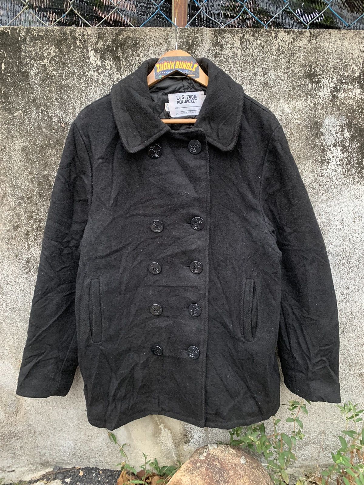 Japanese Brand Vintage 90s Schott U.S.740N Pea Jacket Wool Double Breasted Size US XL / EU 56 / 4 - 1 Thumbnail