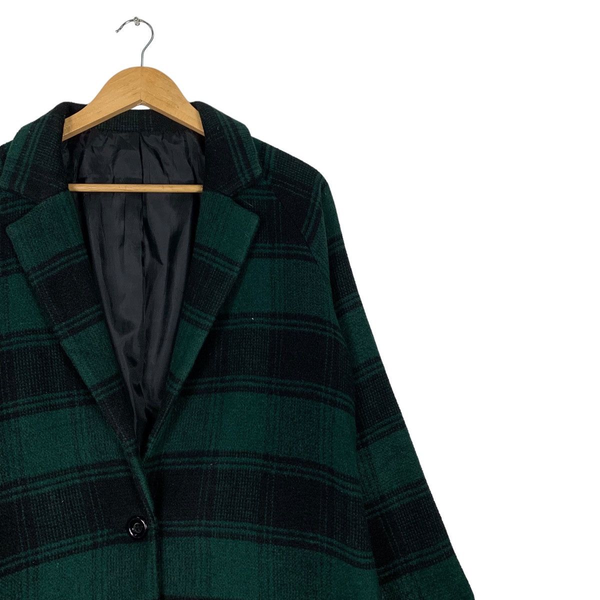 Japanese Brand WORLD WIDE LOVE Green Black Checked Wool Long Coat #1130-C52 Size S / US 4 / IT 40 - 6 Thumbnail