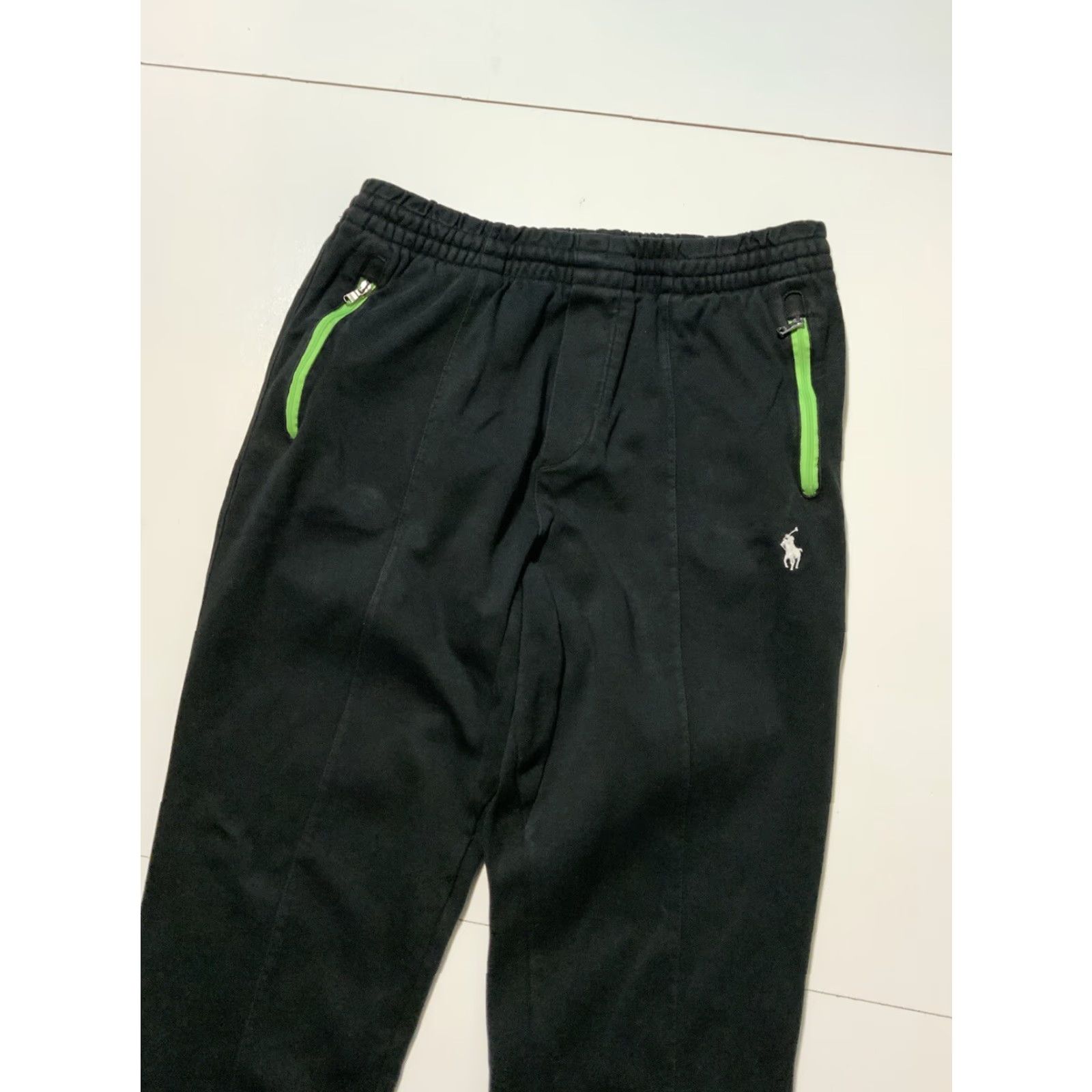 Ralph Lauren VINTAGE Polo Ralph Lauren Pony Player Logo Black Lime Green Pleat Track Sweatpants Sz.S Mens Size US S / EU 44-46 / 1 - 5 Thumbnail