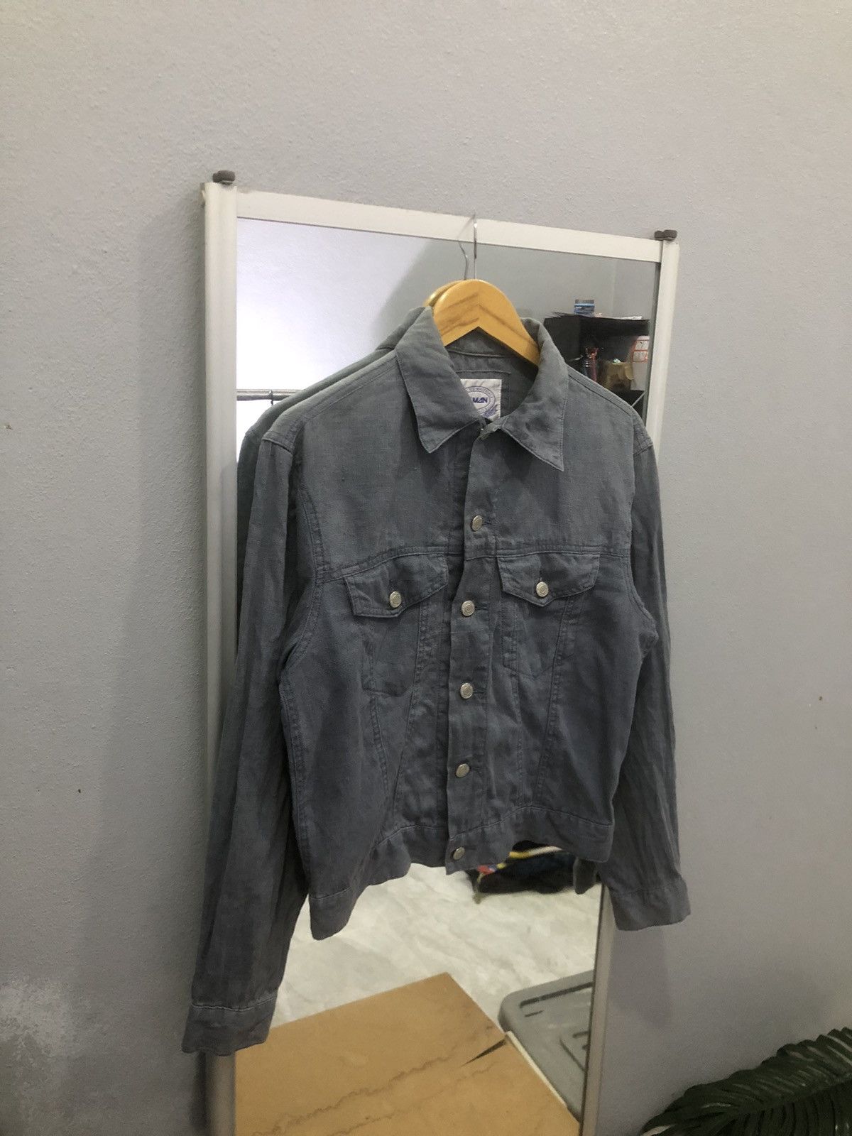 Japanese Brand Valman Japan 100% Linen Denim Style Trucker Jacket Size US XS / EU 42 / 0 - 3 Thumbnail