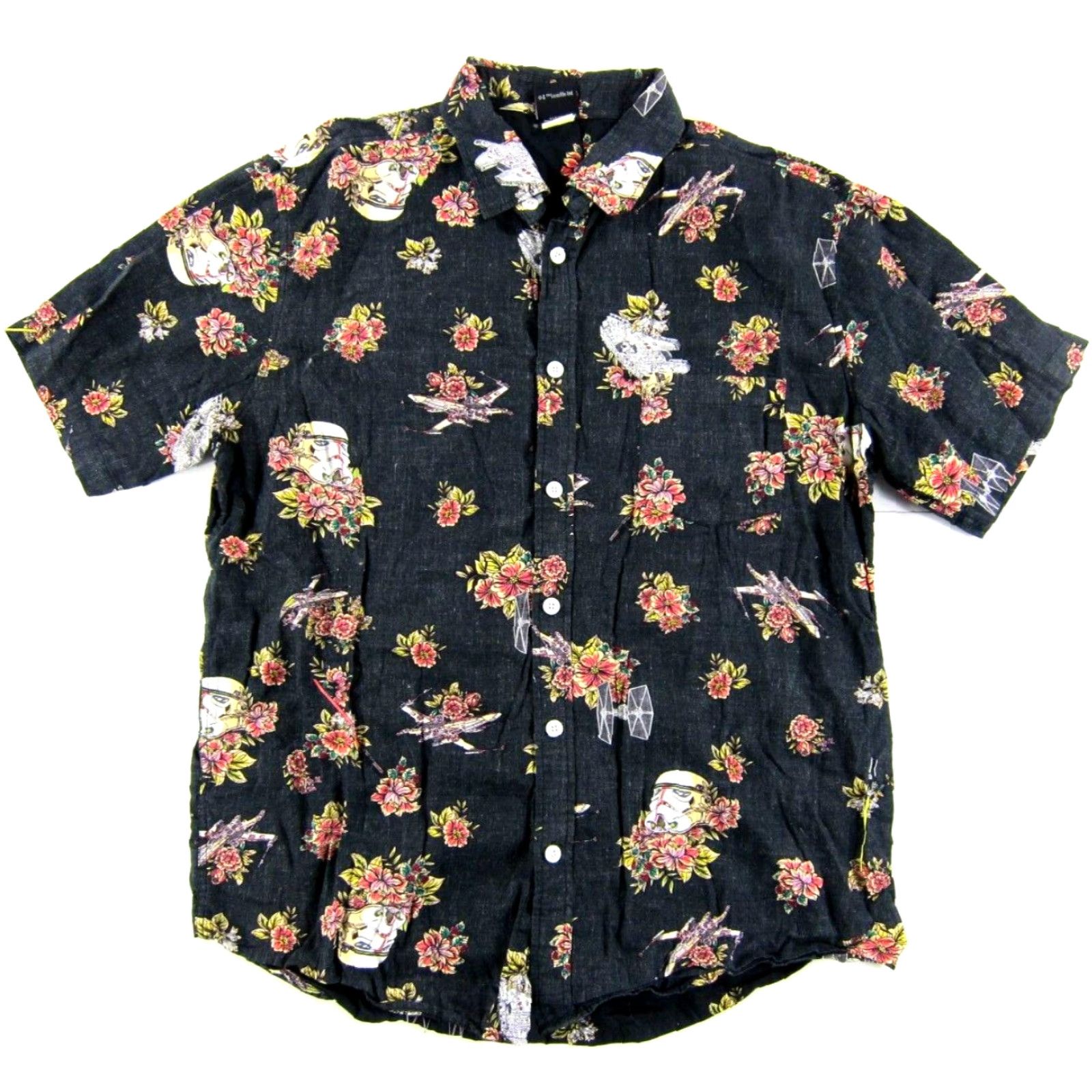 Star Wars VINTAGE Star Wars Lucas Film Black Pink Floral Button Up Short Sleeve Hawaiian Shirt L Size US L / EU 52-54 / 3 - 2 Thumbnail
