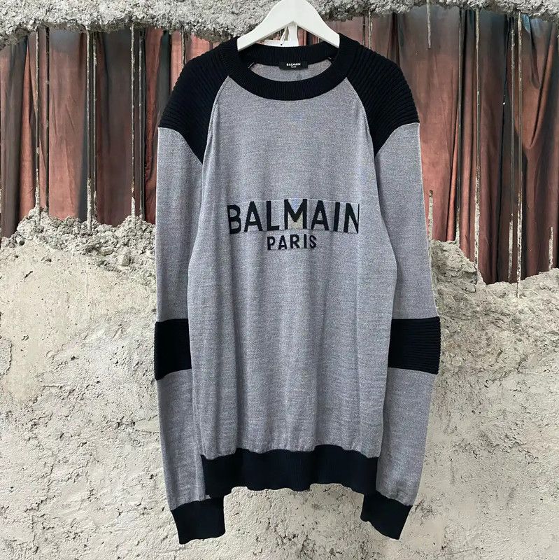Balmain Colorblock Long Sleeve Pullover Sweater 0089