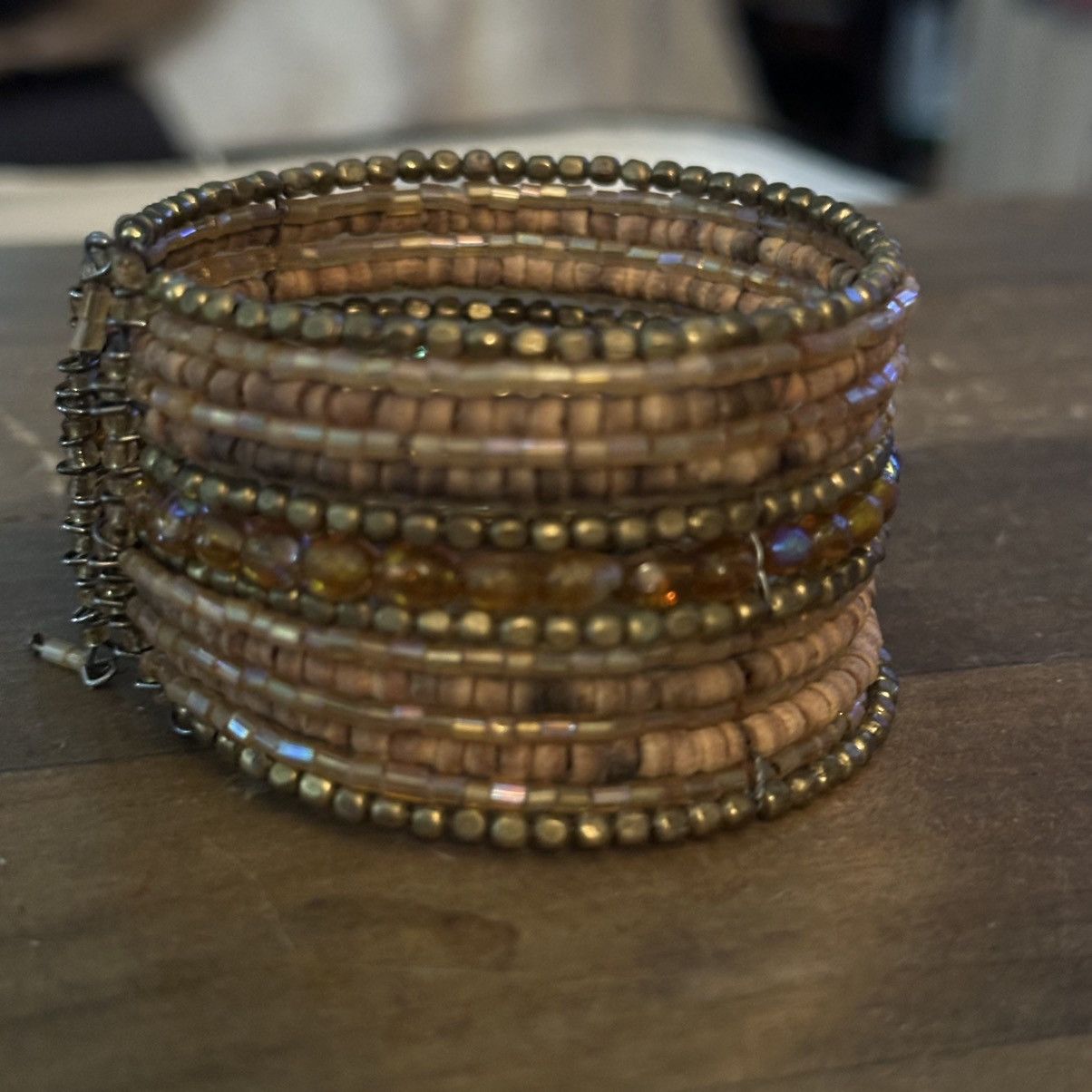 Other Coconut and amber beaded wide cuff bracelet Size ONE SIZE - 4 Thumbnail