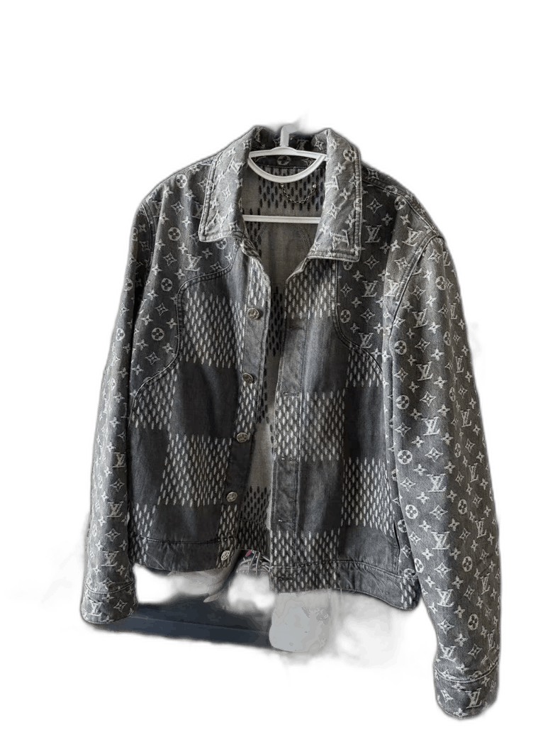 Louis Vuitton Gray Denim Jacket with Logo Patterns-yf Size US M / EU 48-50 / 2 - 1 Thumbnail
