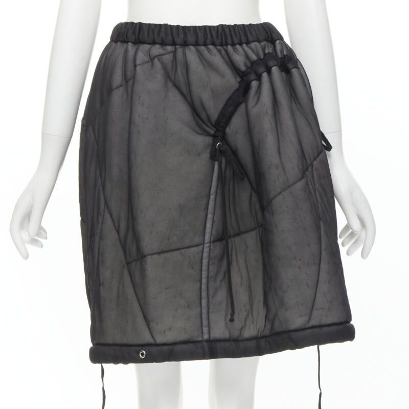 Comme des Garcons COMME DES GARCONS Vintage 1990 black sheer nylon drawstring padded puffy skirt M Size 28" / US 6 / IT 42 - 1 Thumbnail