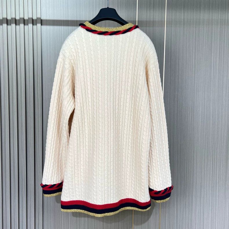 Gucci Gucci Gold thread hemp flower cashmere knitted cardigan 250 Size M / US 6-8 / IT 42-44 - 2 Thumbnail