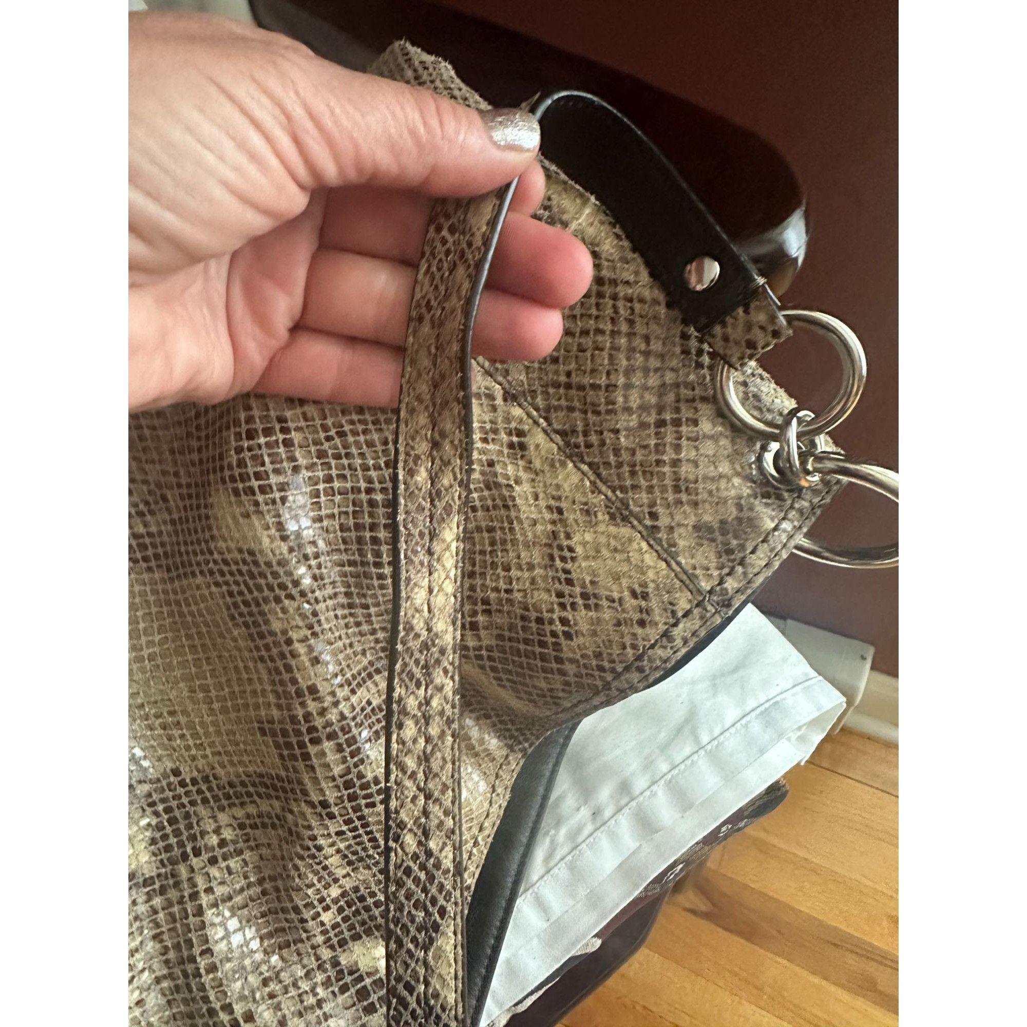 Coach COACH F24383 beige/brown PARK PYTHON HOBO Size ONE SIZE - 7 Thumbnail
