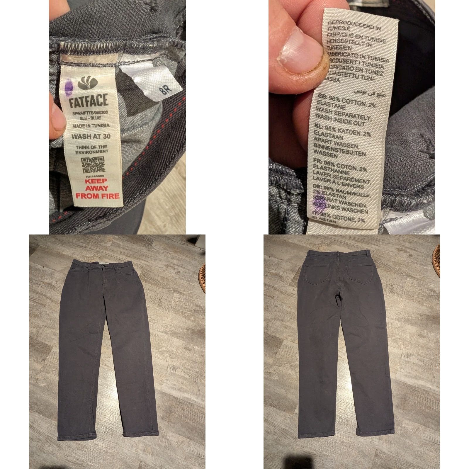 FatFace Fat Face Women’s Gray Canvas Stretch Jeans Sz 4 US / 8 UK Jeans Slim High Rise 5-Pocket City UK Recycled? (No extra) Size 27" / US 4 / IT 40 - 8 Thumbnail