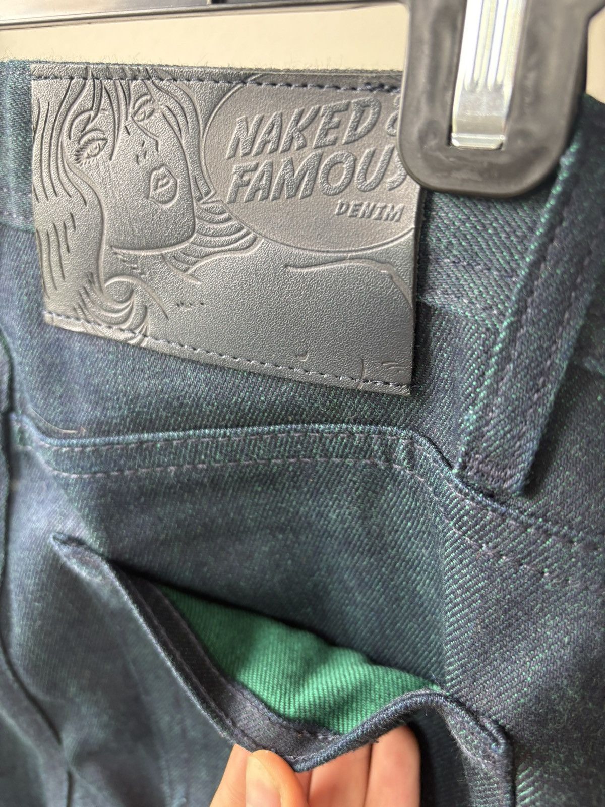 Naked & Famous Weird Guy Green Weft Selvedge Size US 29 - 5 Thumbnail