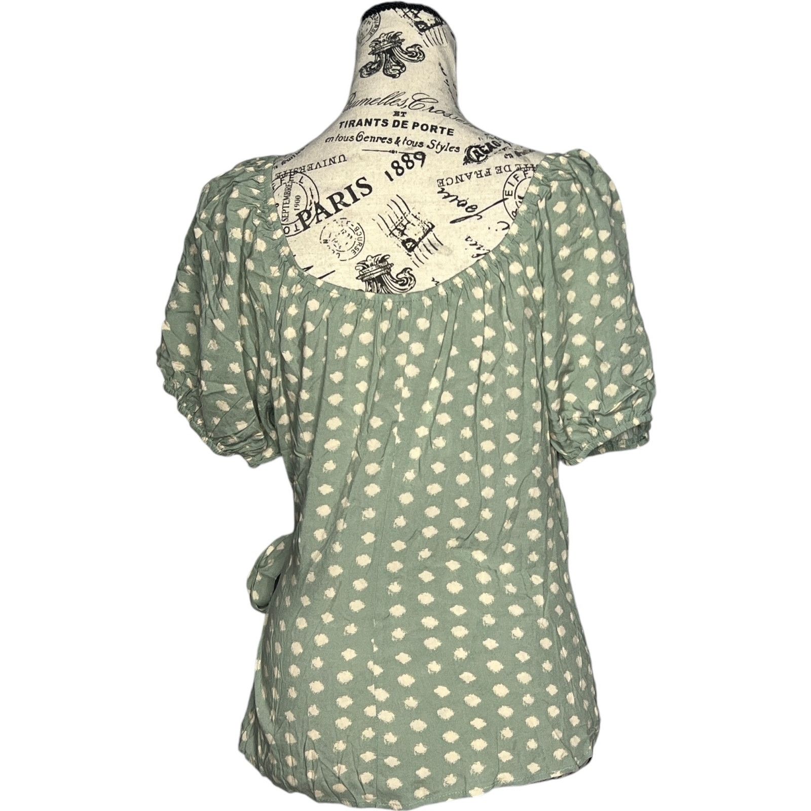 Other Patterned Puff Sleeve Front Wrap Tie Top Blouse Size S / US 4 / IT 40 - 4 Thumbnail