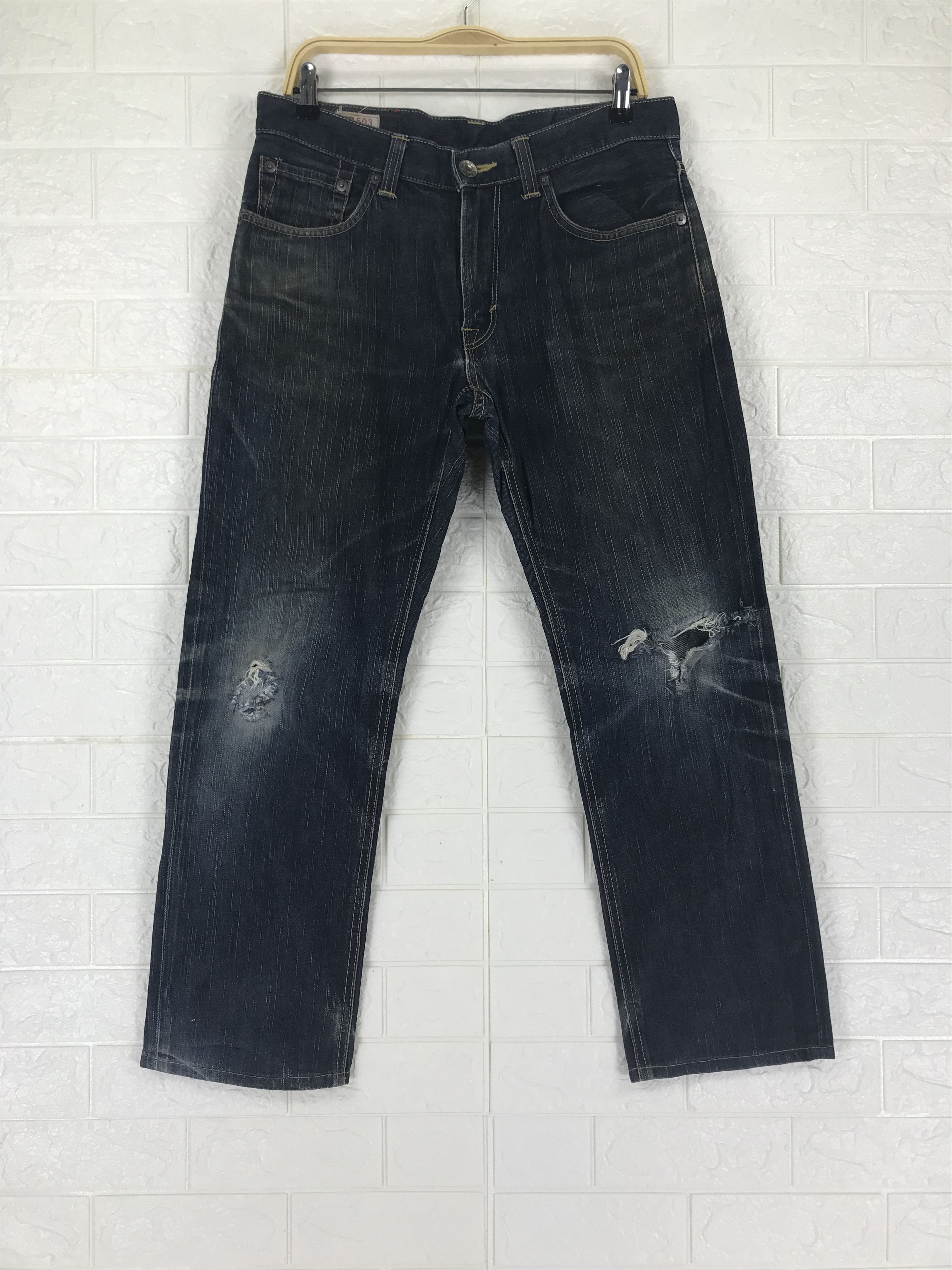 Edwin Vintage Edwin 503 Japanese Blue Ripped Jeans Size US 32 / EU 48 - 1 Thumbnail