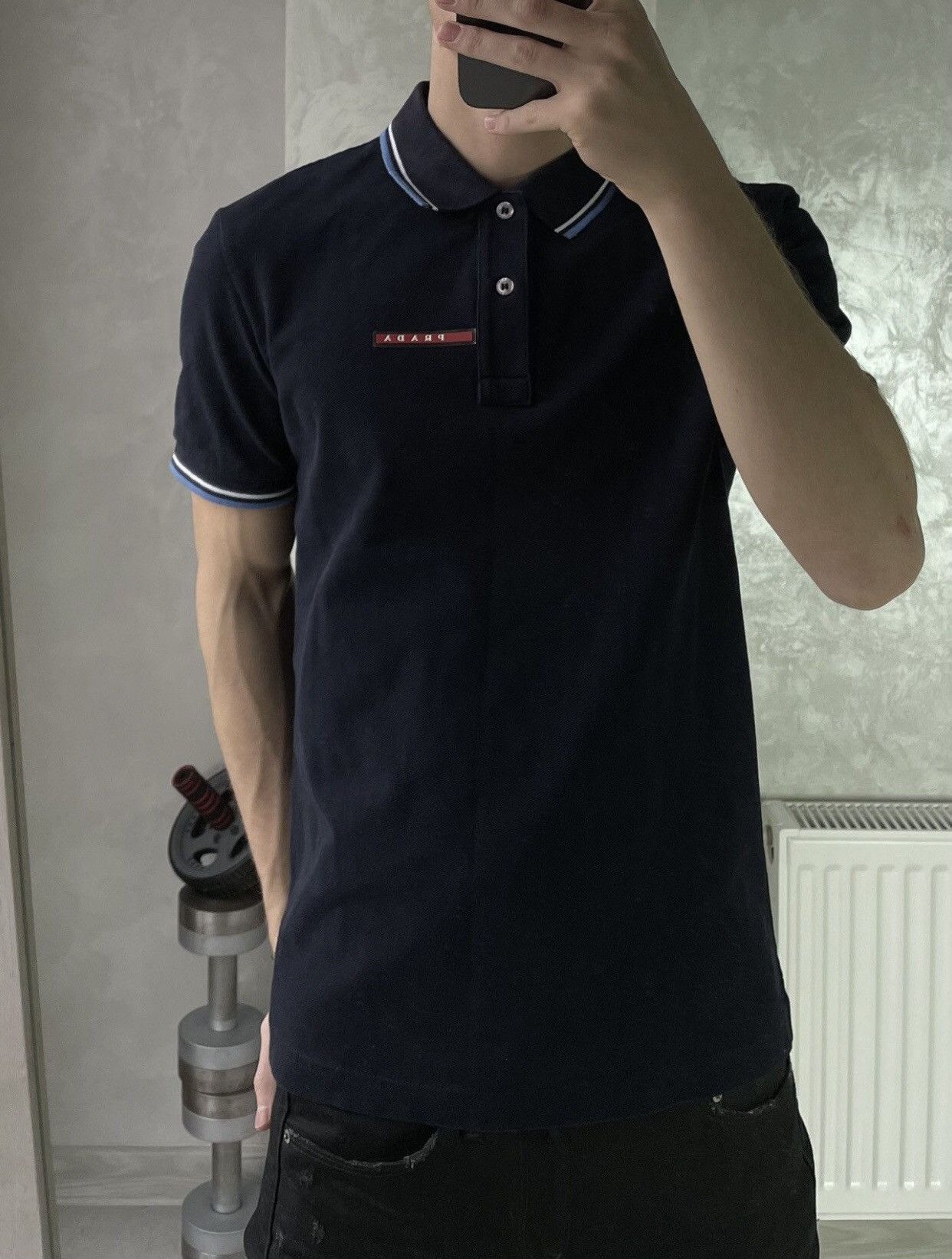 Prada Prada red tab navy polo shirt Size US M / EU 48-50 / 2 - 2 Thumbnail
