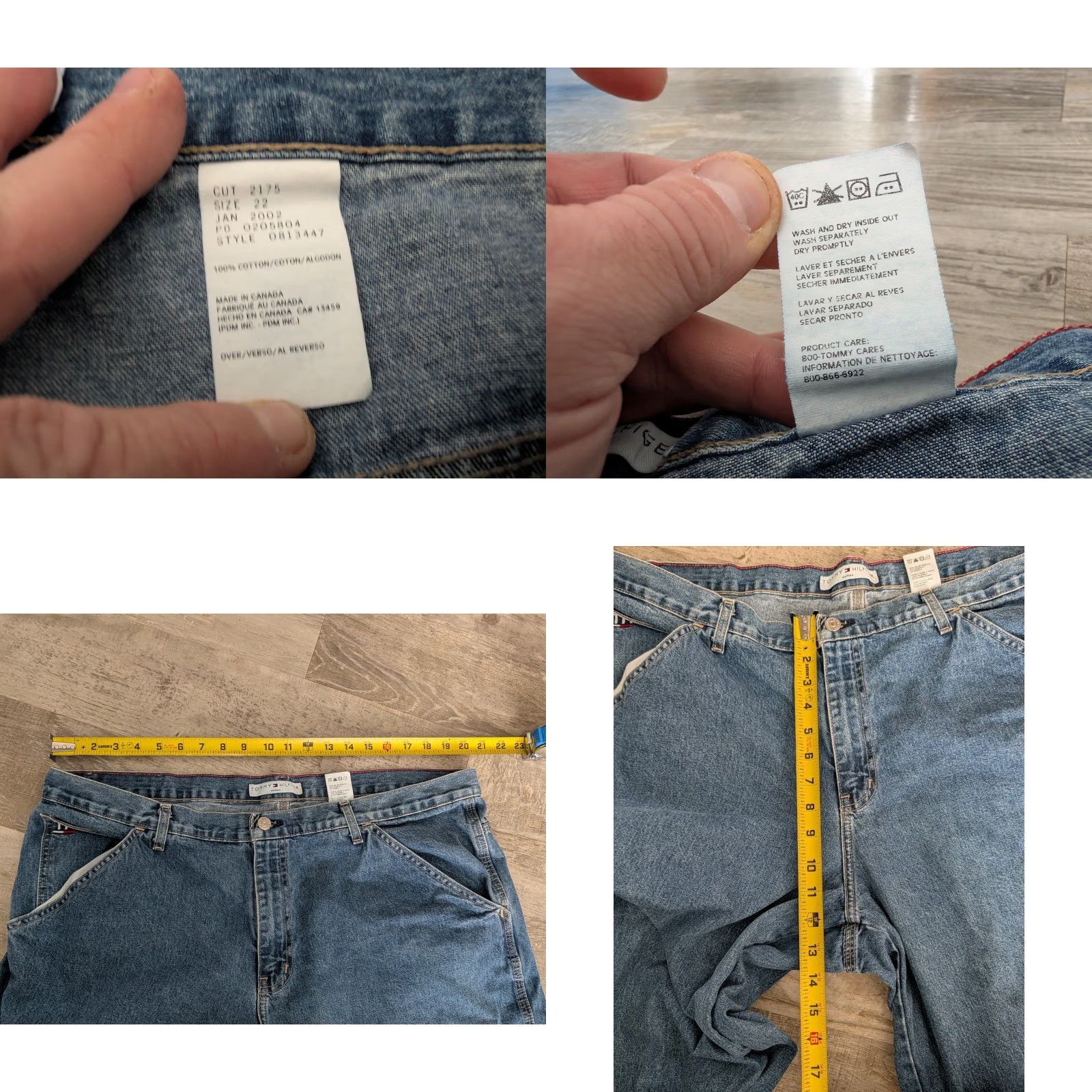 Tommy Hilfiger VINTAGE Tommy Hilfiger Womens Cropped Denim Carpenter Jeans Size 22 Flag Loop Size 40" / US 18 - 8 Thumbnail