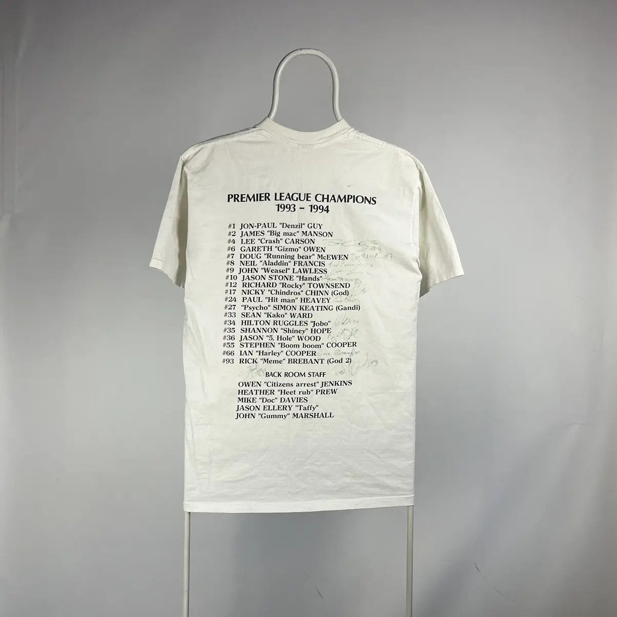 NHL Vintage Cardiff Devils Gazzette Champions Tshirt autograph Size US L / EU 52-54 / 3 - 2 Thumbnail