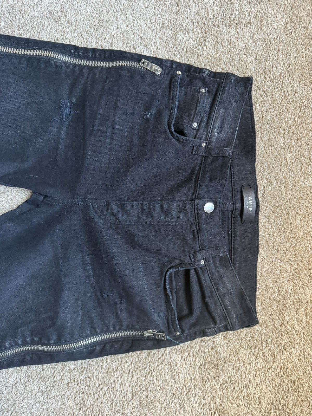 Amiri AMIRI MX2 Brown Bandana Jeans in Antique Black, size 33 Size US 33 - 6 Thumbnail