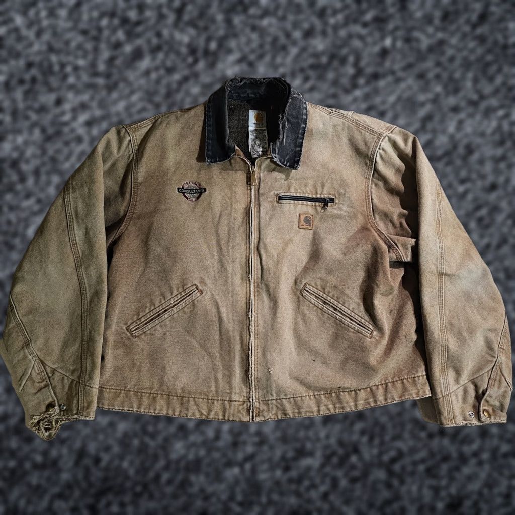 Carhartt VINTAGE Carhartt Jacket Canvas Detroit J97 BRN Distressed Size XXL Brown Women/Men? Size US XXL / EU 58 / 5 - 1 Thumbnail