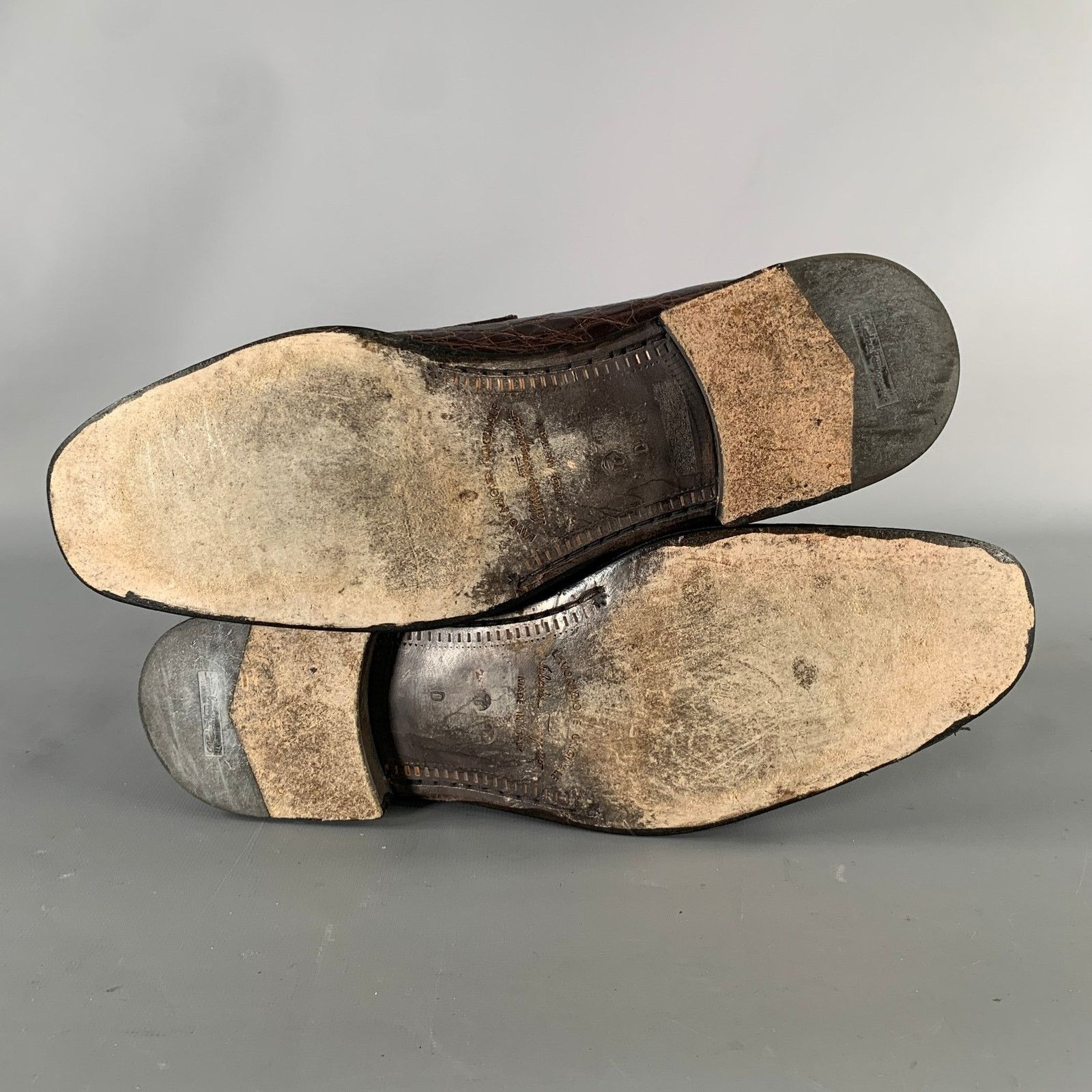 Salvatore Ferragamo SALVATORE FERRAGAMO 8.5 Brown Embossed Leather Loafers Size US 8.5 / EU 41-42 - 6 Thumbnail