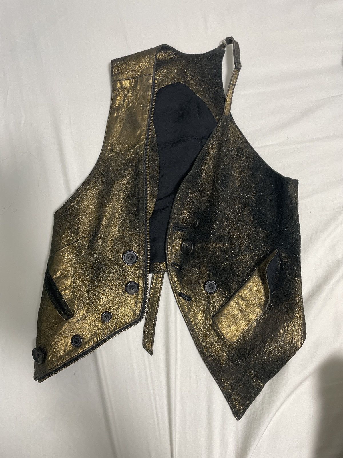 If Six Was Nine IF SIX WAS NINE Metallic Leather Vest Double-Breasted Japan Size S / US 4 / IT 40 - 1 Thumbnail