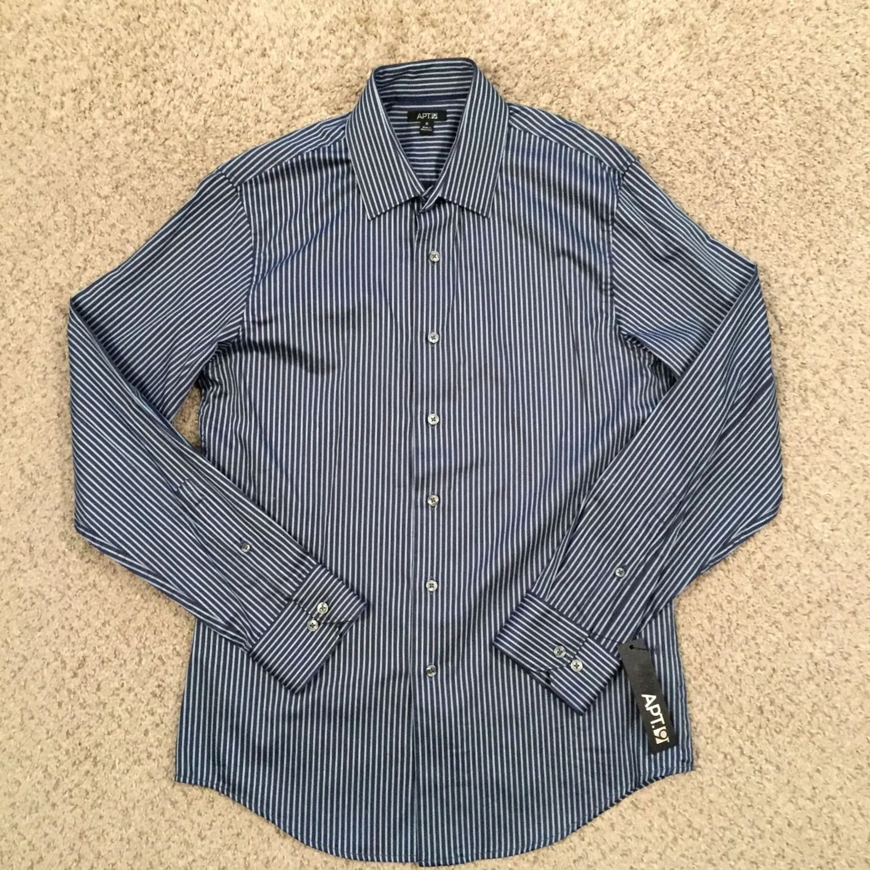Apt. 9 Apt 9 Shirt Mens Small Blue Striped Long Sleeve Button Up New Size US S / EU 44-46 / 1 - 2 Thumbnail