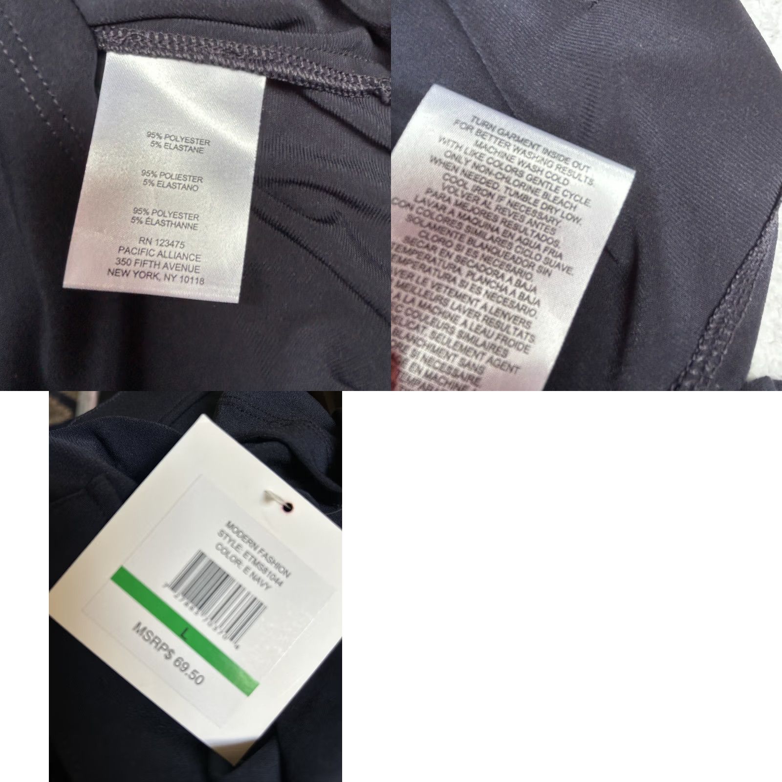 Ellen Tracy ELLEN TRACY Women's 3/4 Sleeve Zip Front Utility Top Navy Large New Size L / US 10 / IT 46 - 8 Thumbnail