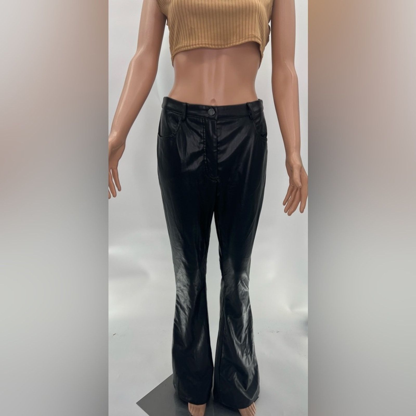 Boohoo Boohoo Kourtney Kardashian Barker Wide Leg Faux leather Size 28" / US 6 / IT 42 - 1 Thumbnail