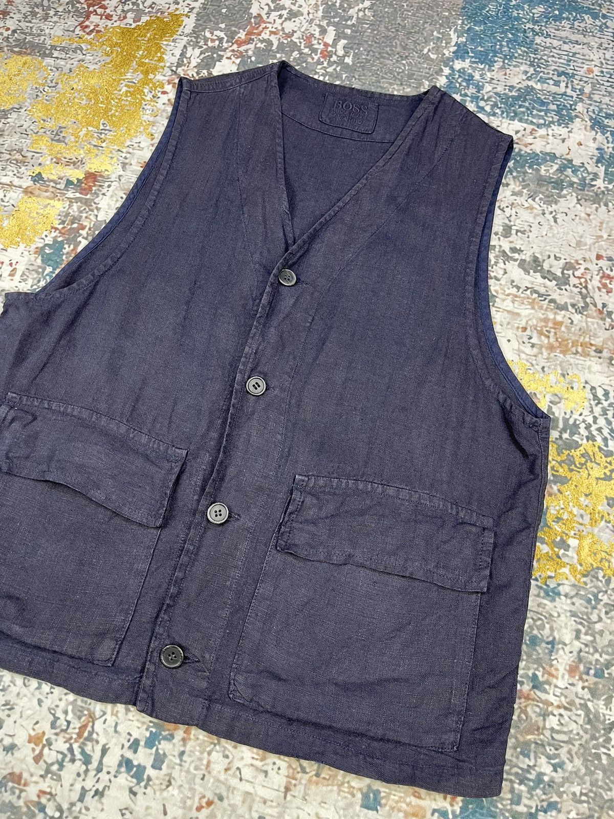 Hugo Boss Vintage HUGO BOSS 100% Linen Vest Size US M / EU 48-50 / 2 - 2 Thumbnail