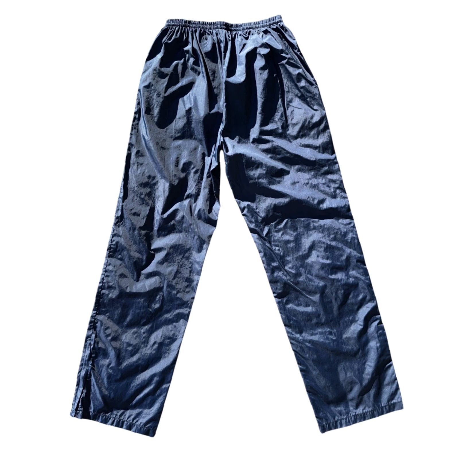 Nike VINTAGE Nike 80s Blue Nylon Embroidered Logo Baggy Wide Leg Track Pants Sz M Mens Regular Blue 80s Nike Logo Track Pants Wide-Leg Nylon Men M Size US 31 - 4 Thumbnail