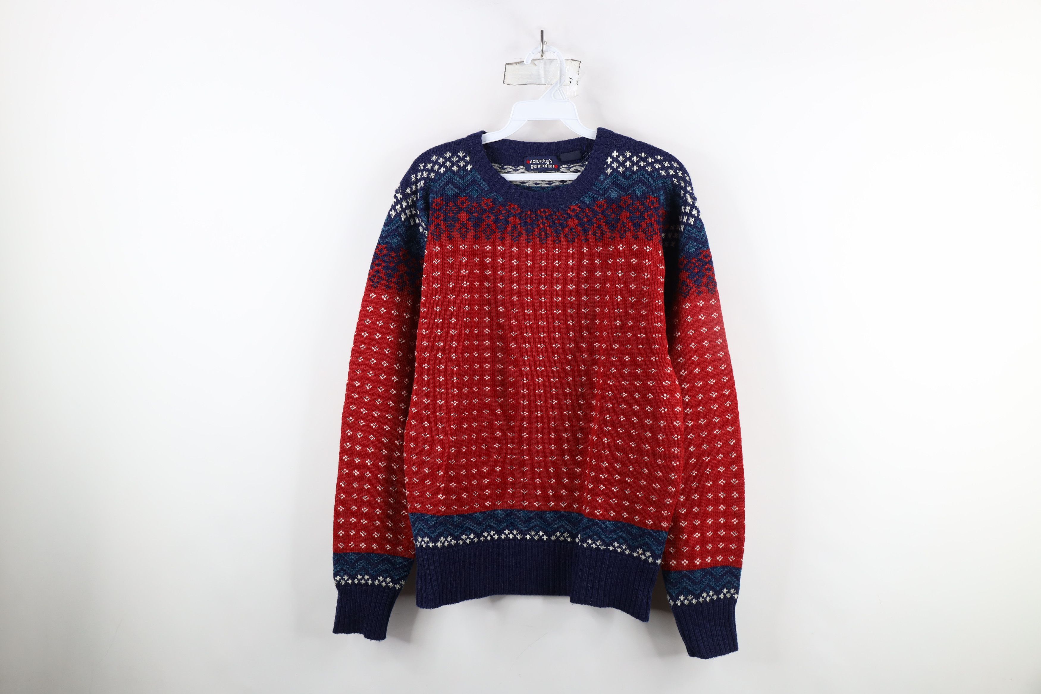 Vintage Vintage 70s Streetwear Fair Isle Knit Crewneck Sweater Size XL / US 12-14 / IT 48-50 - 1 Thumbnail