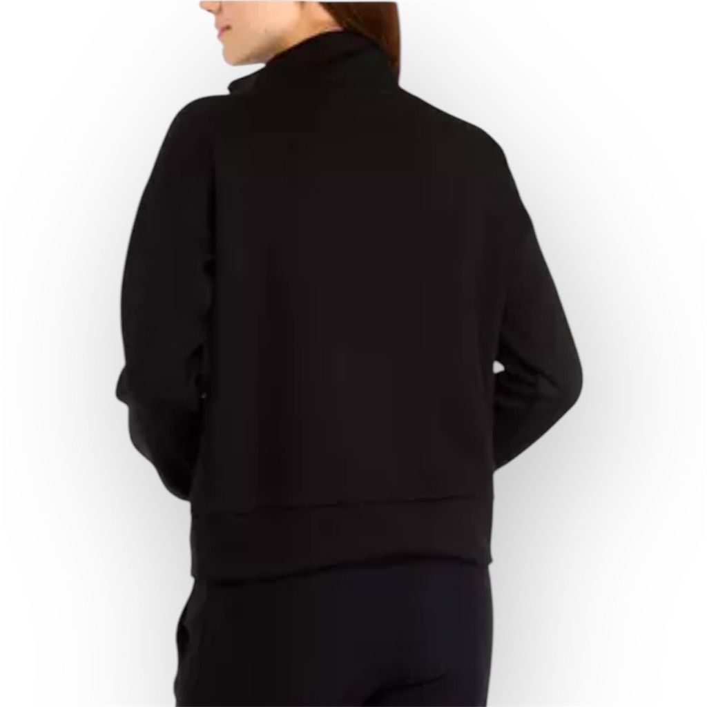 Magaschoni Magaschoni, Scuba Quarter Zip Pullover Solid Black Faux Suede, Women's Small Size S / US 4 / IT 40 - 2 Thumbnail