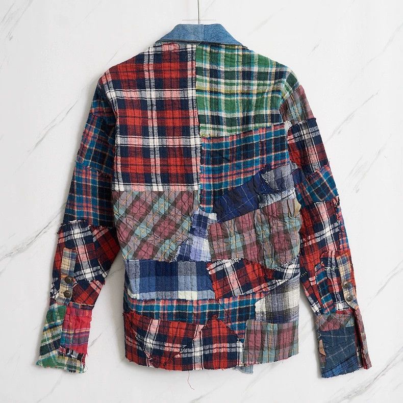 Greg Lauren greg lauren Men's plaid patchwork cardigan shirt 2506-Nexta Size US M / EU 48-50 / 2 - 5 Thumbnail