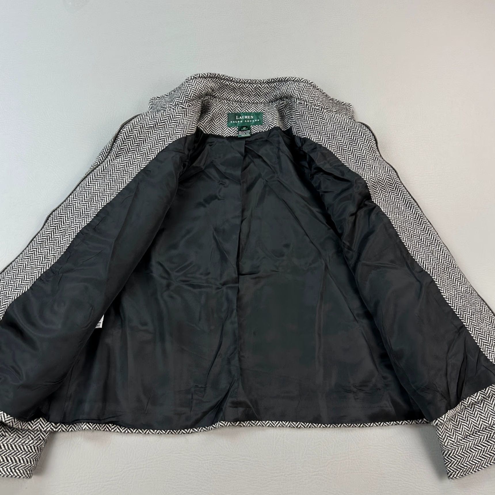 Ralph Lauren Lauren Ralph Lauren Jacket Women's 12 Gray Herringbone Wool Alpaca Full Zip Size XL / US 12-14 / IT 48-50 - 5 Thumbnail