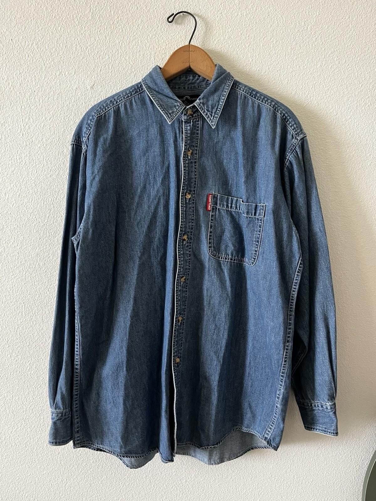 Warner Bros VTG 95 Bugs-Bunny Dark Blue Denim Shirt Large Looney-Tunes M Size US M / EU 48-50 / 2 - 1 Thumbnail