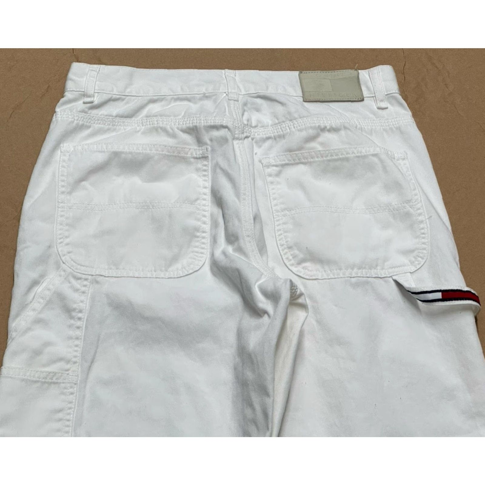 Tommy Hilfiger VINTAGE Tommy Hilfiger Pants Women's Capri Cropped White 90s Retro Logo Zipper Button Cotton Canvas Regular Straight Mid Rise 4 Womens Size 27" / US 4 / IT 40 - 8 Thumbnail