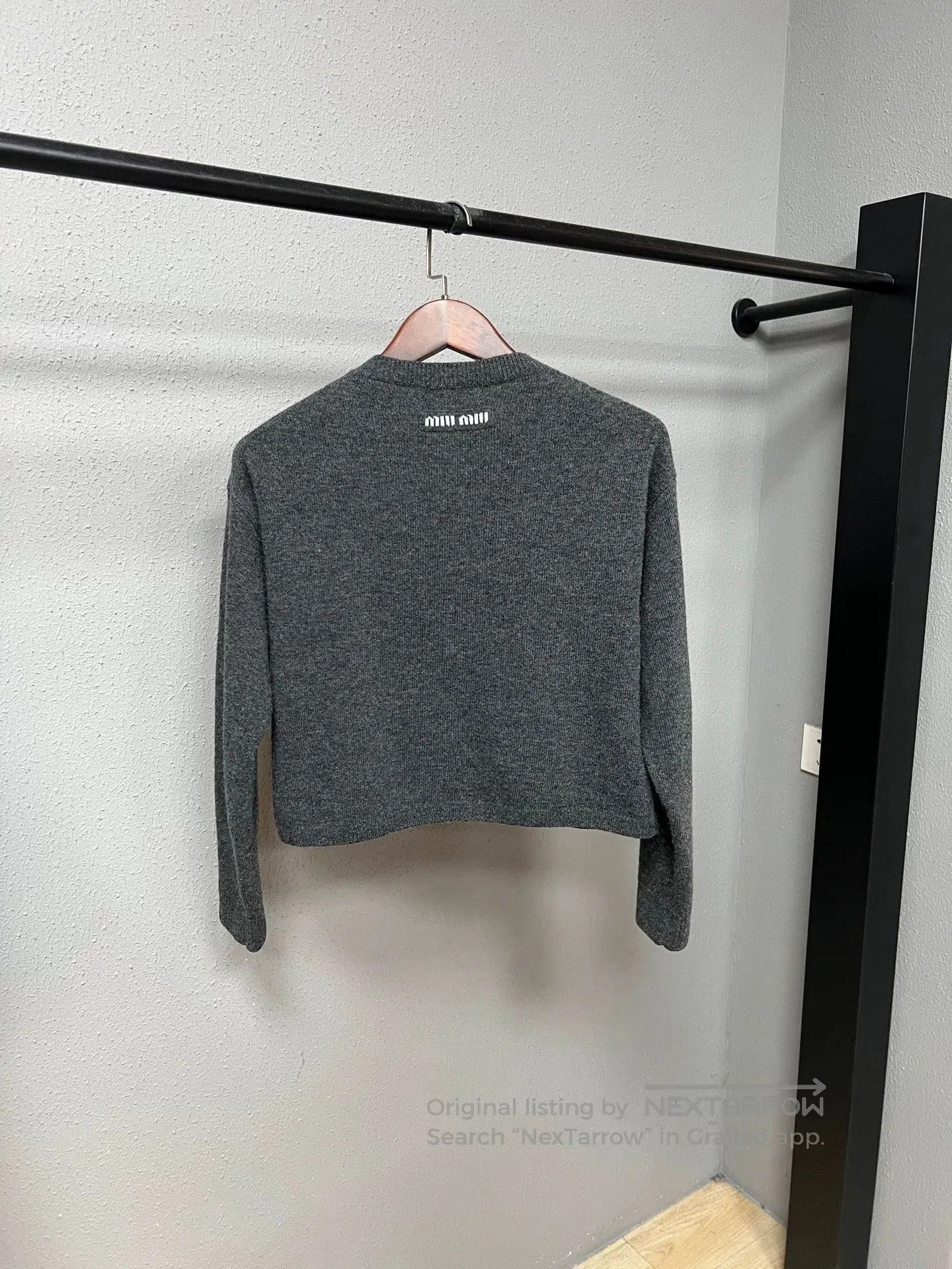 Miu Miu gray slogan cardigan from Miu Miu. Size M / US 6-8 / IT 42-44 - 2 Thumbnail