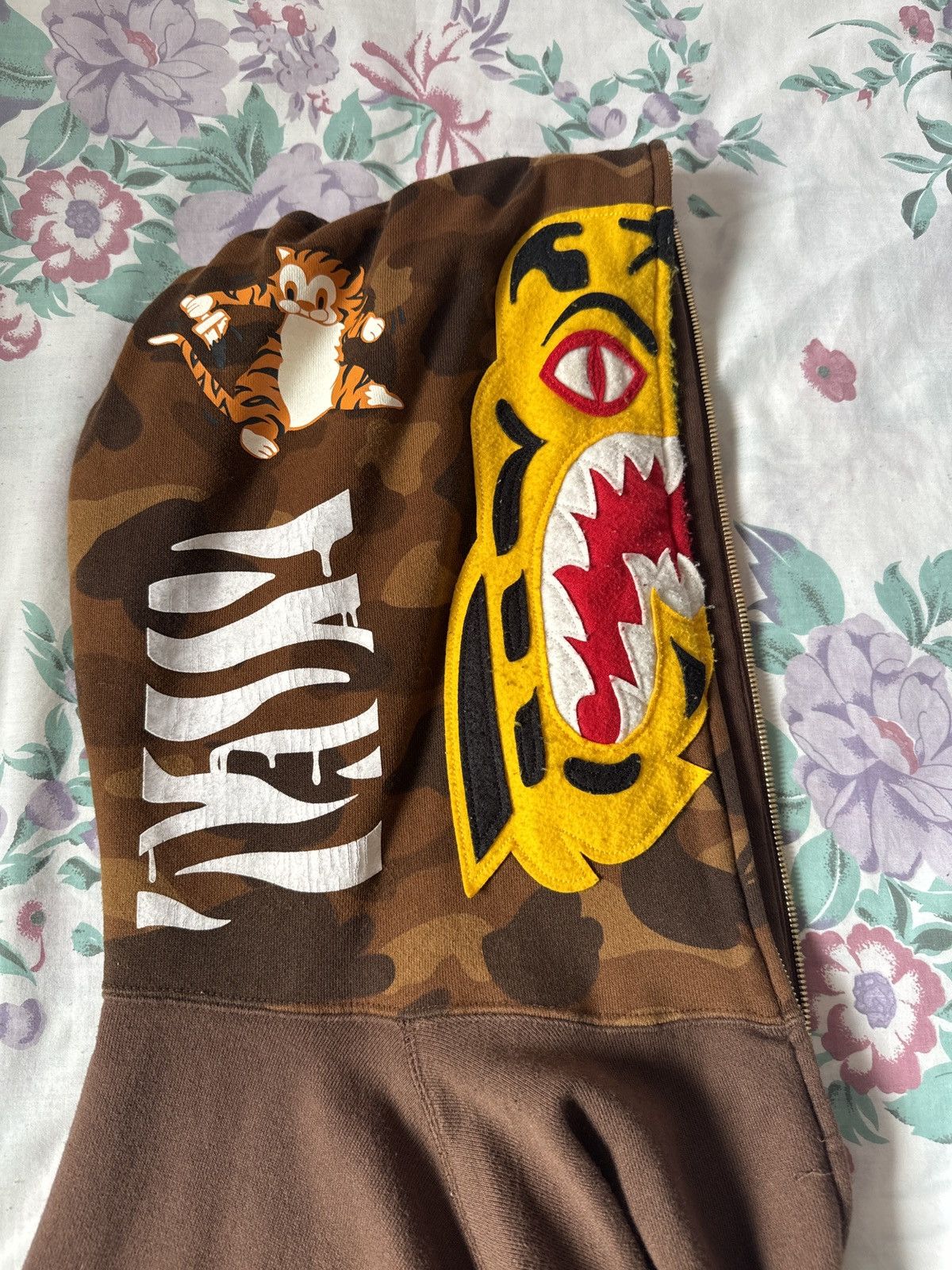 image of Bape Tiger Full Zip Hoodie in Brown, Men's (Size Large)